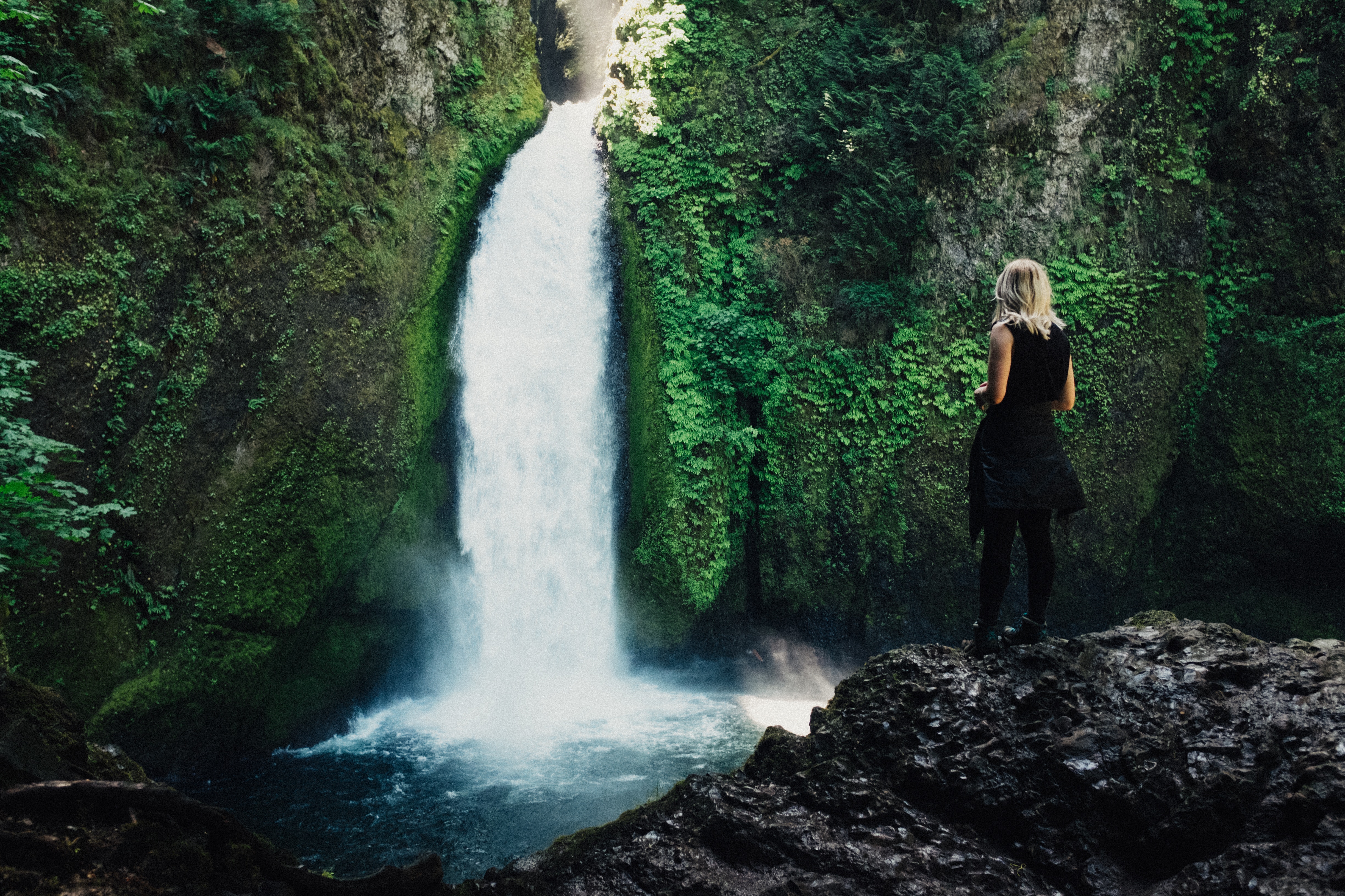 Alone In Beautiful Waterfall Landscape
 Wallpapers