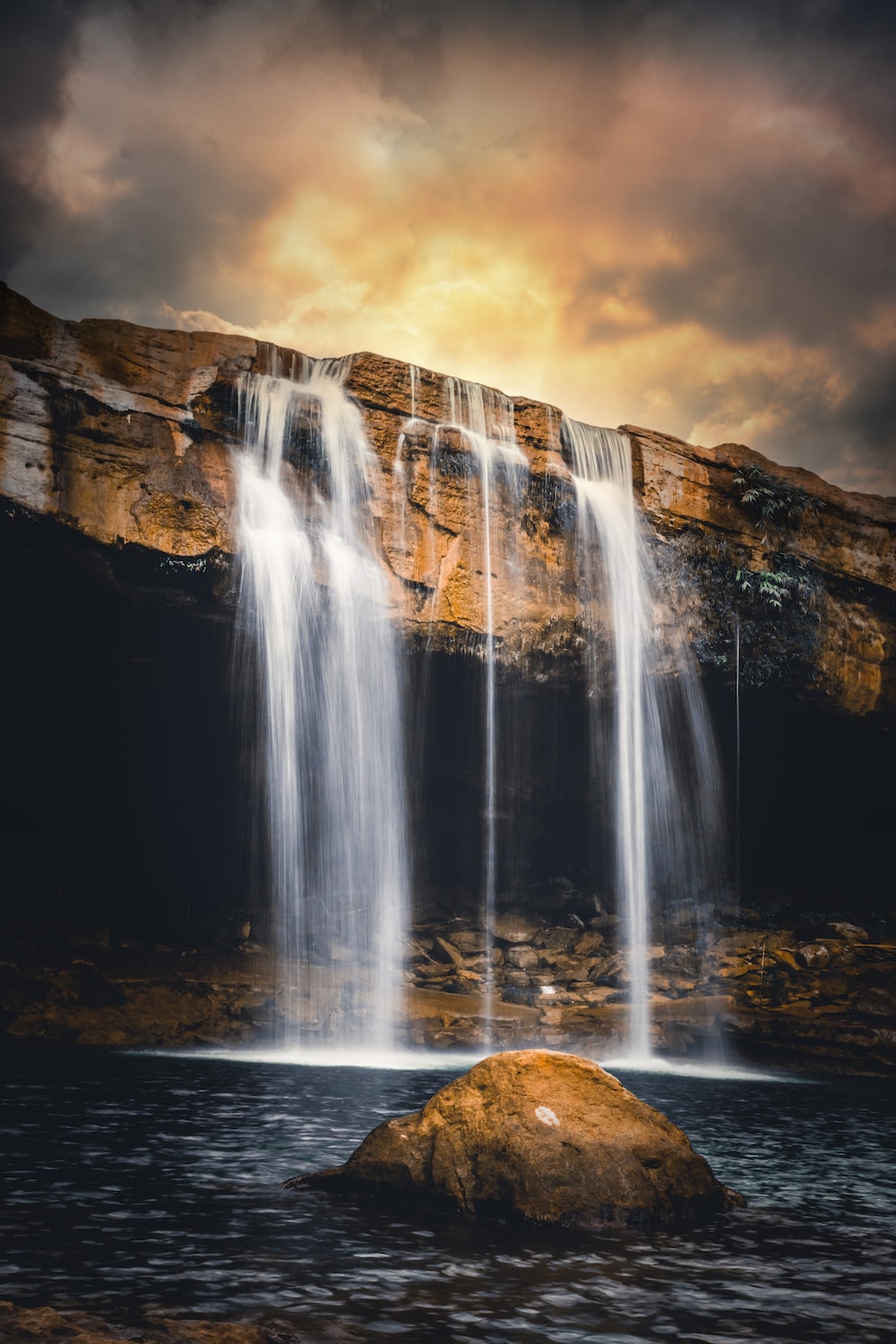 Alone In Beautiful Waterfall Landscape
 Wallpapers