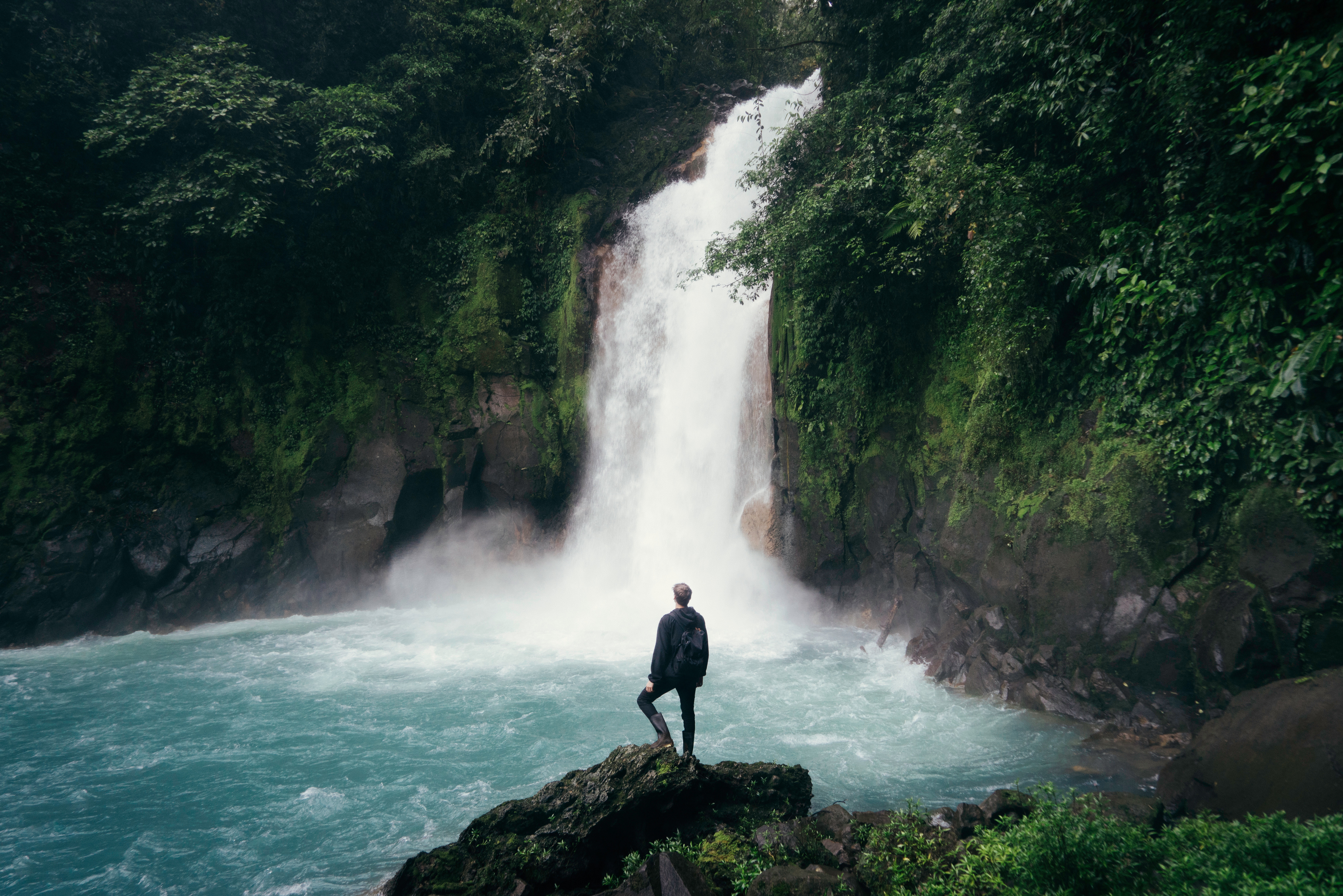 Alone In Beautiful Waterfall Landscape
 Wallpapers