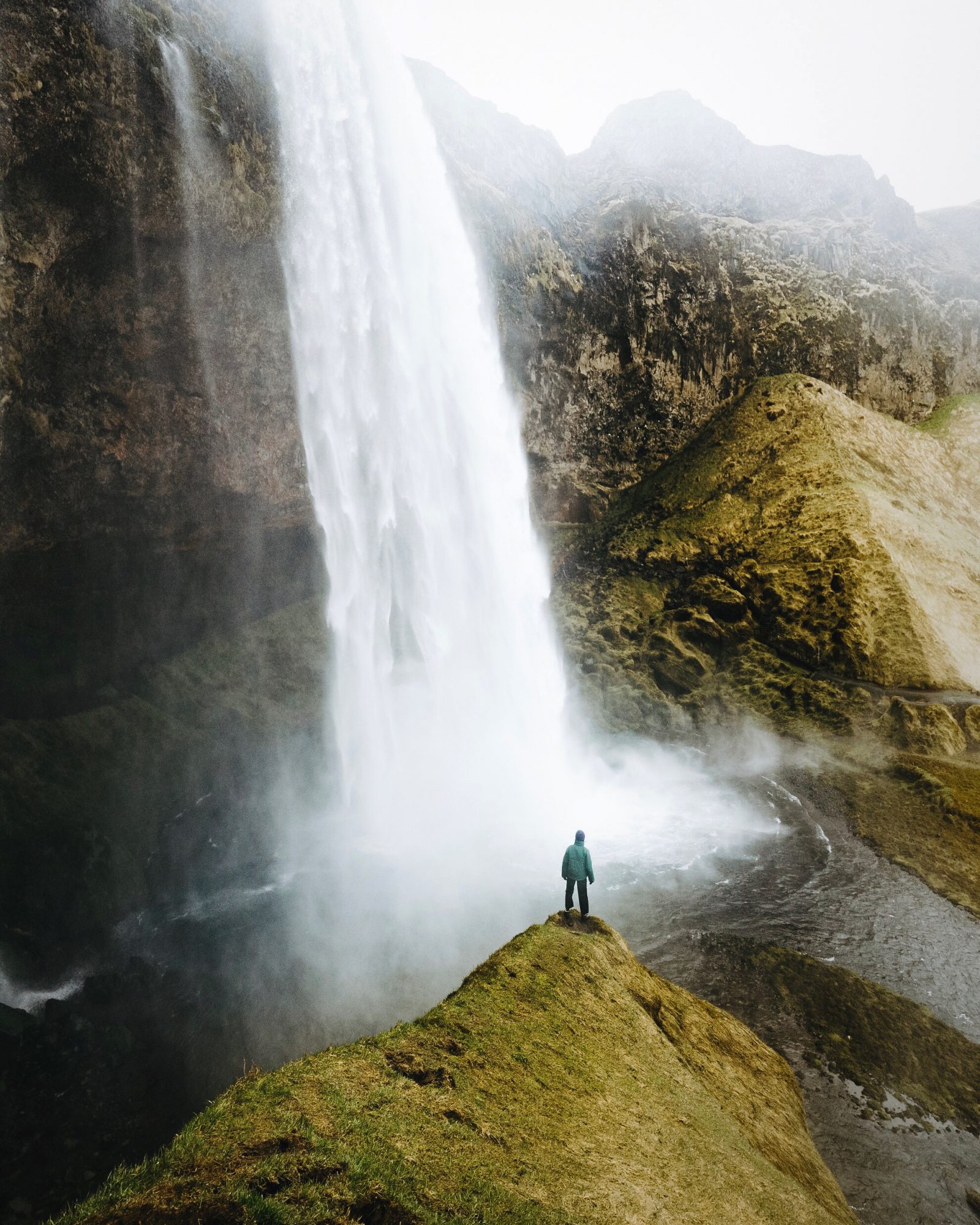 Alone In Beautiful Waterfall Landscape
 Wallpapers