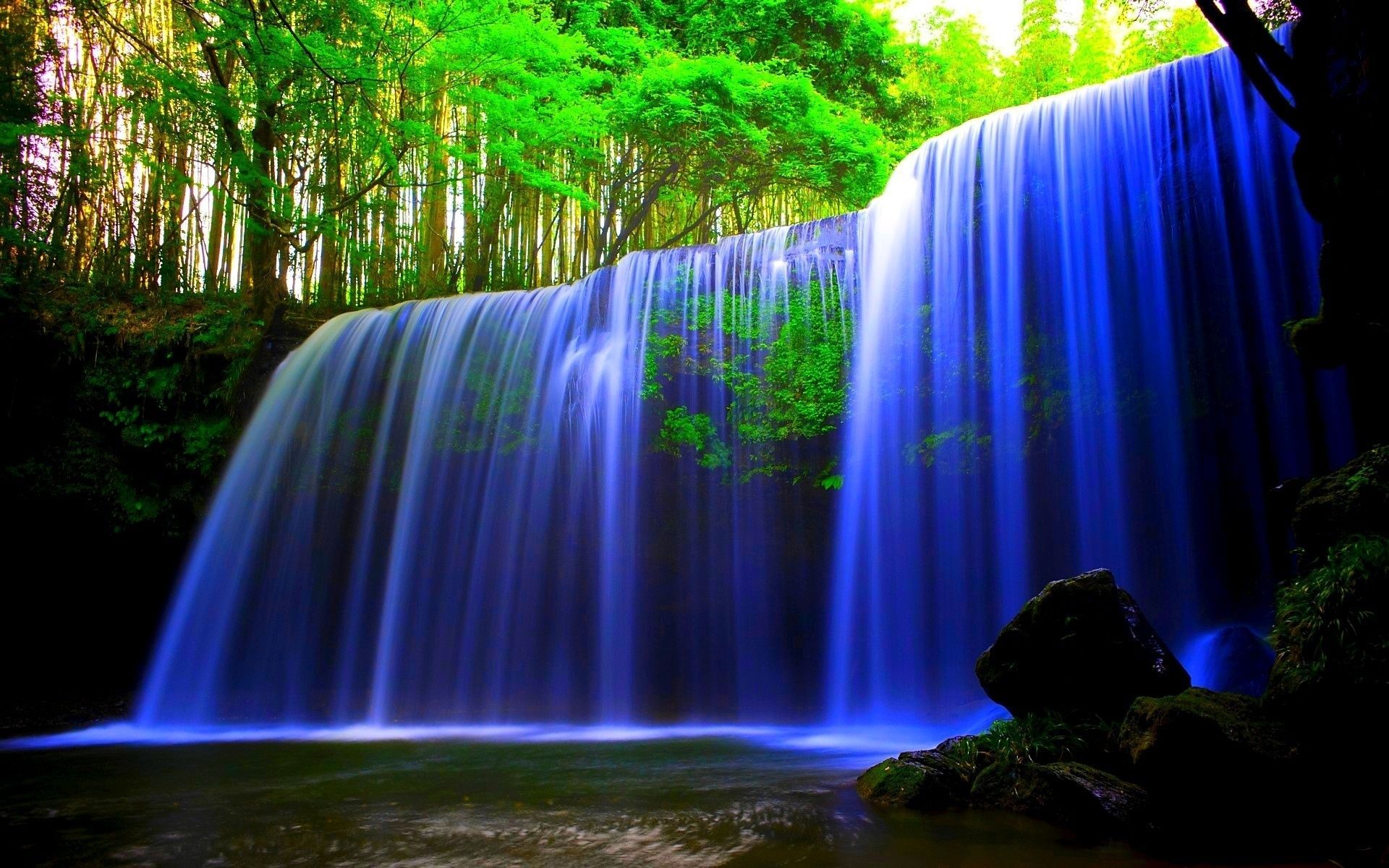 Alone In Beautiful Waterfall Landscape
 Wallpapers