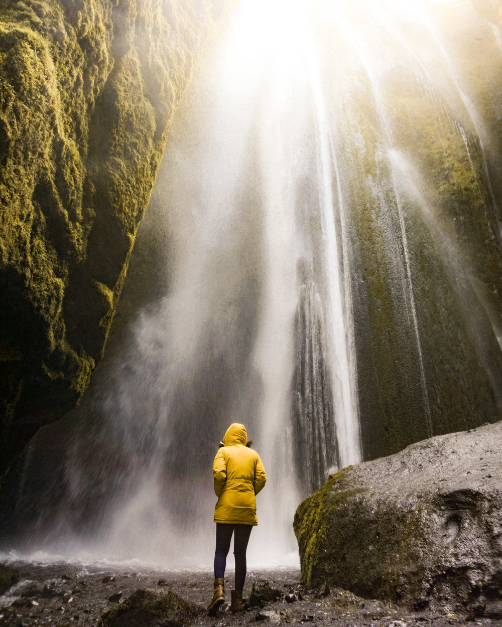 Alone In Beautiful Waterfall Landscape
 Wallpapers