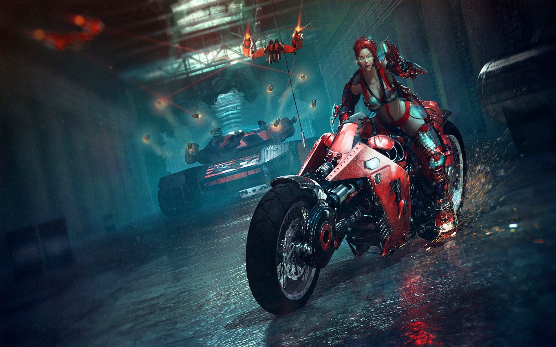 Cyberpunk Girl Futuristic Motorcycle
 Wallpapers