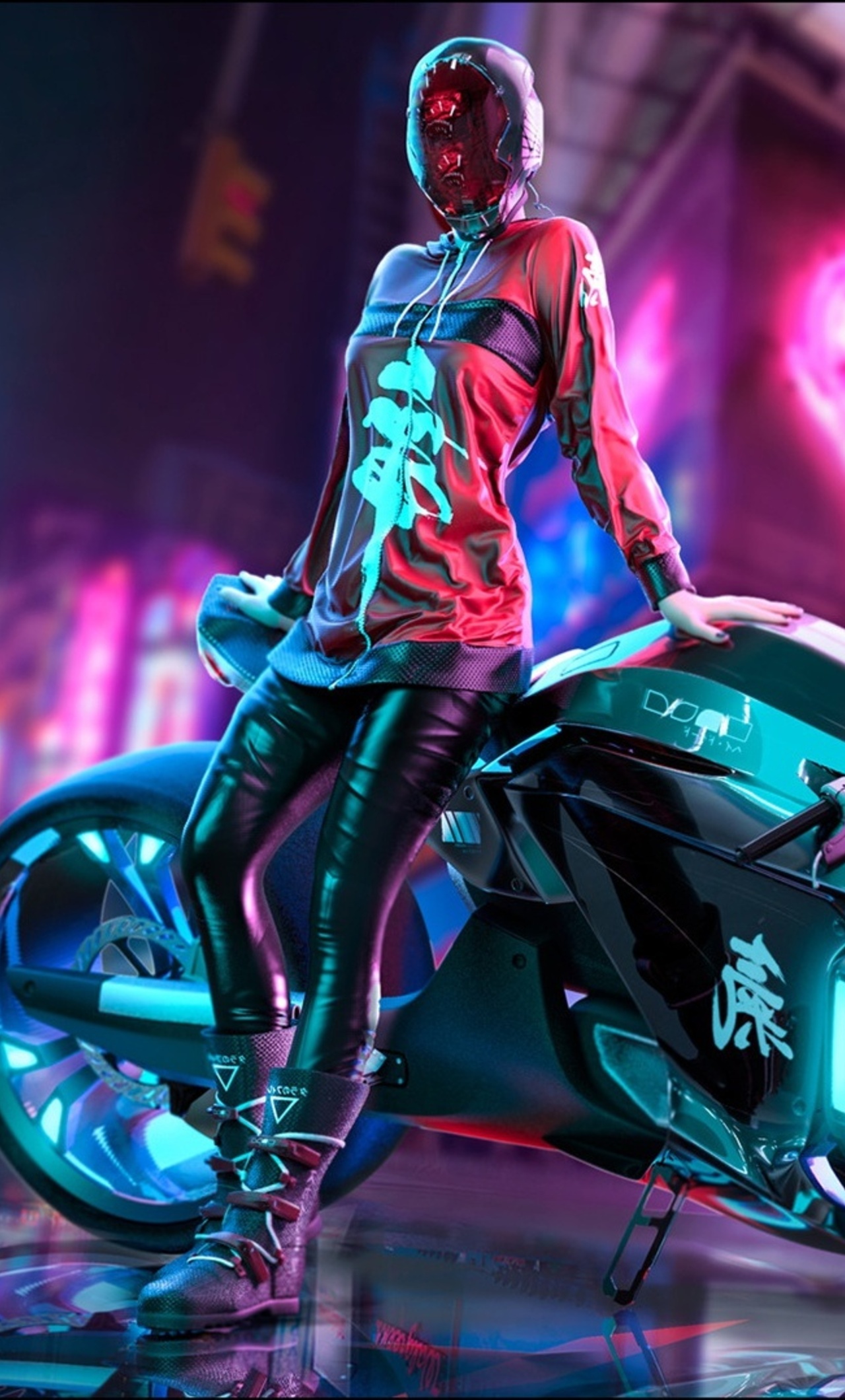 Cyberpunk Girl Futuristic Motorcycle
 Wallpapers