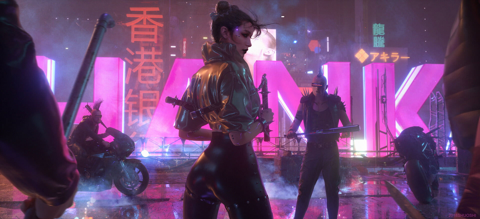 Cyberpunk Girl Futuristic Motorcycle
 Wallpapers