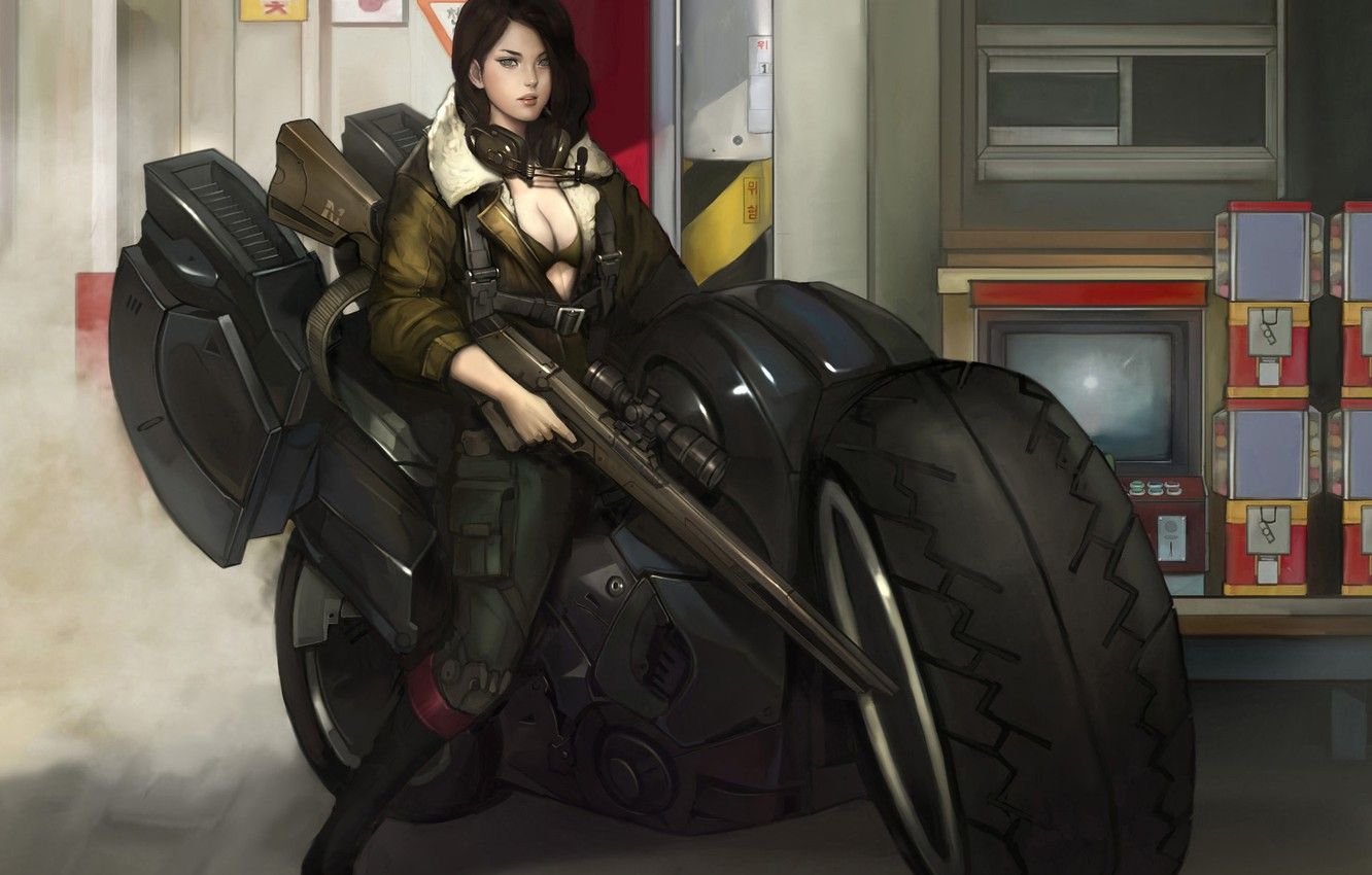 Cyberpunk Girl Futuristic Motorcycle
 Wallpapers