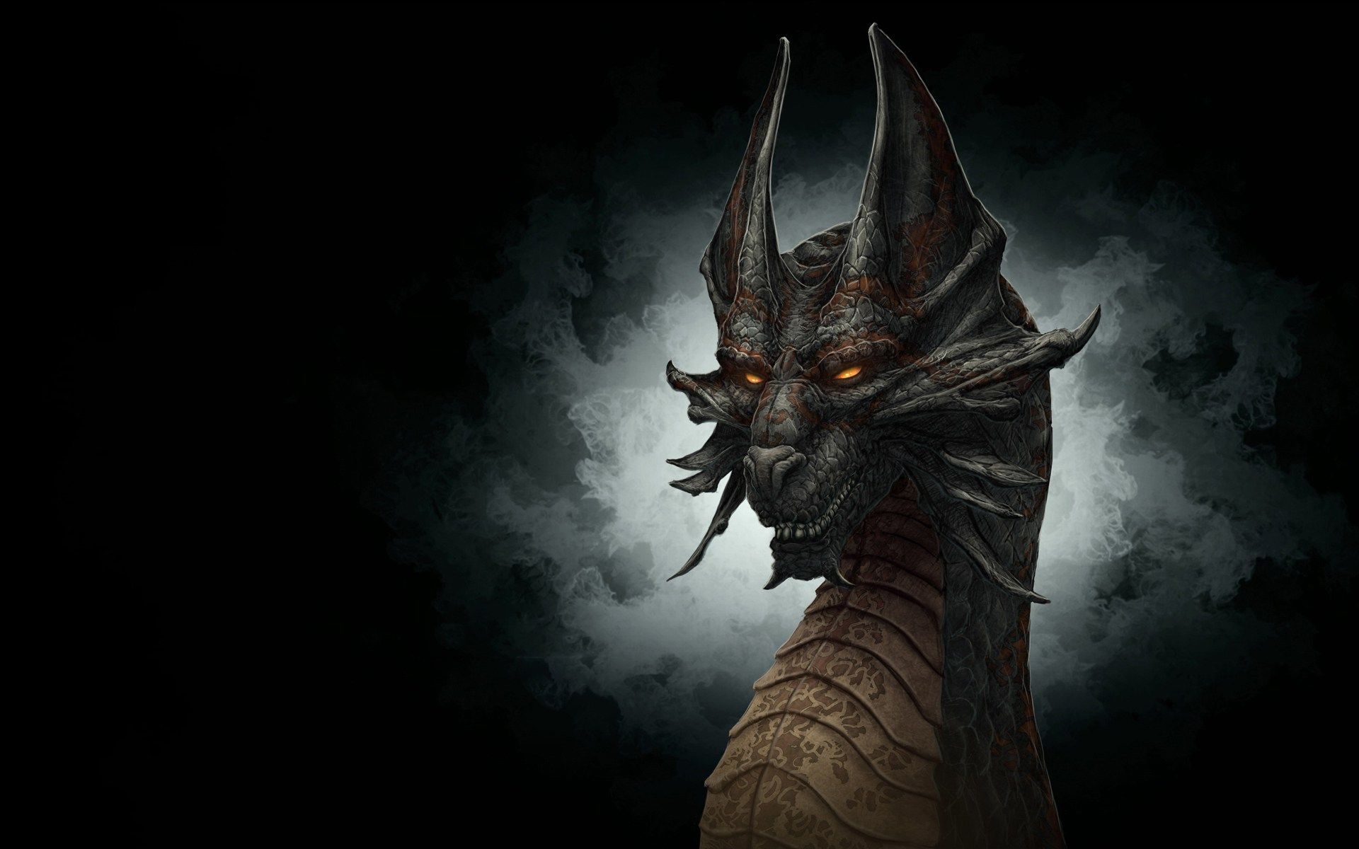 Fantasy Dragon Face Yellow Eyes
 Wallpapers