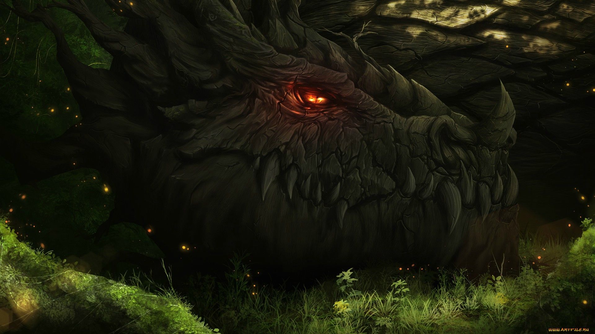 Fantasy Dragon Face Yellow Eyes
 Wallpapers