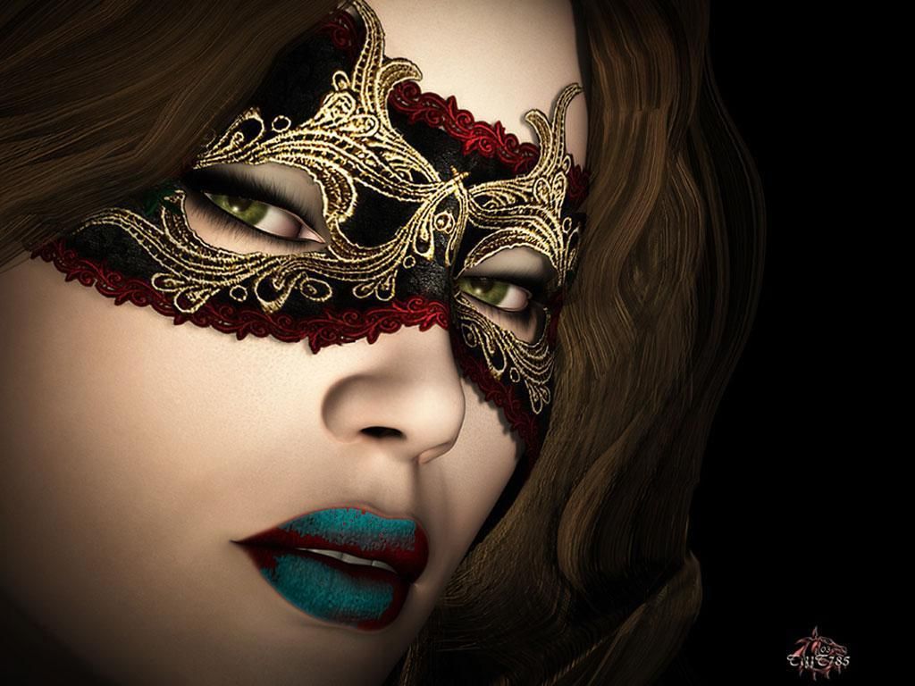 Fantasy Mask Women With Butterfly And Birds In Night
 Wallpapers