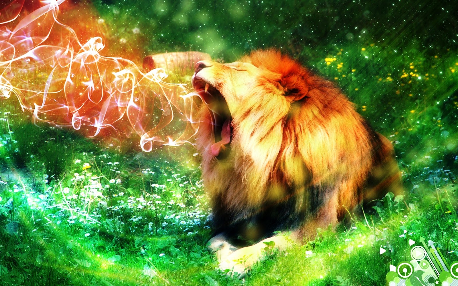 Lion Roar Colorful Fantasy Artwork
 Wallpapers