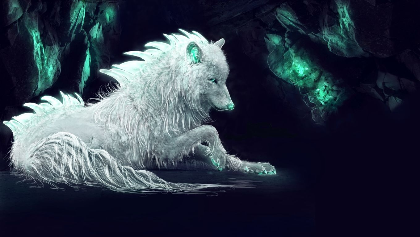 Man Riding A White Wolf
 Wallpapers