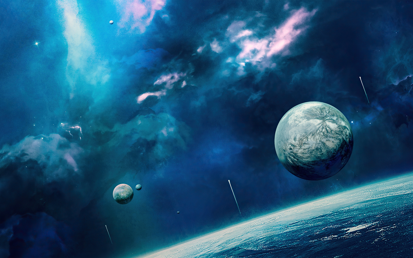 Planet Rising Over Galaxy
 Wallpapers