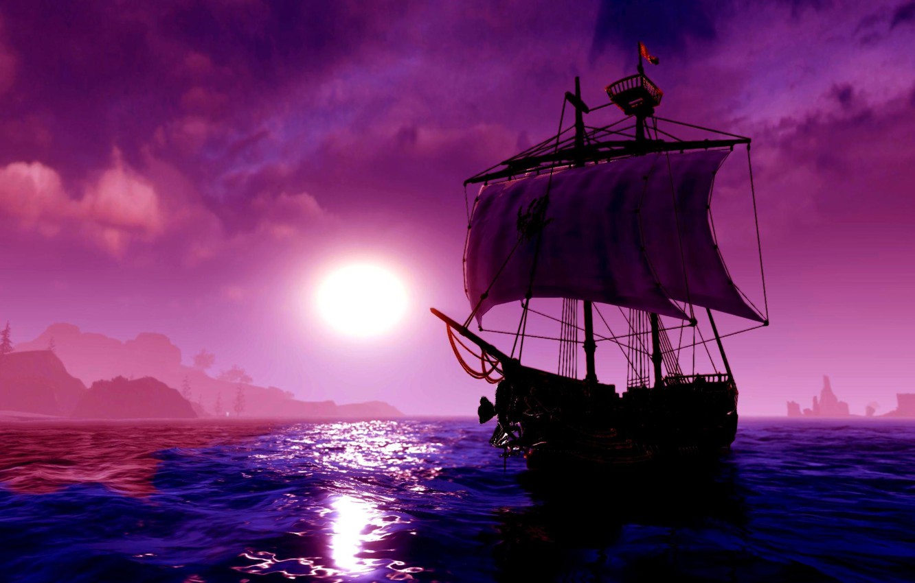 Sails Ship In Ocean
 Wallpapers