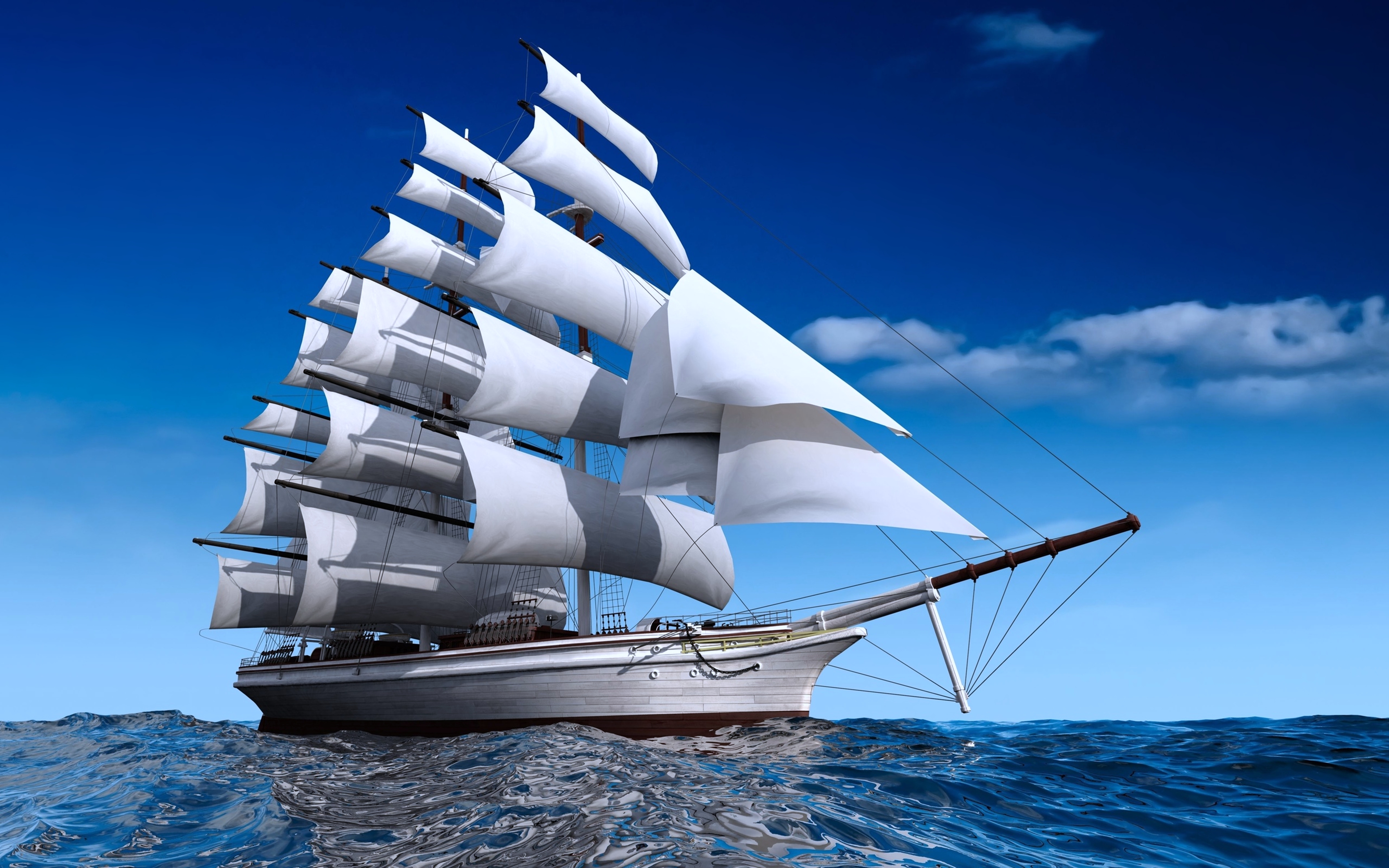 Sails Ship In Ocean
 Wallpapers