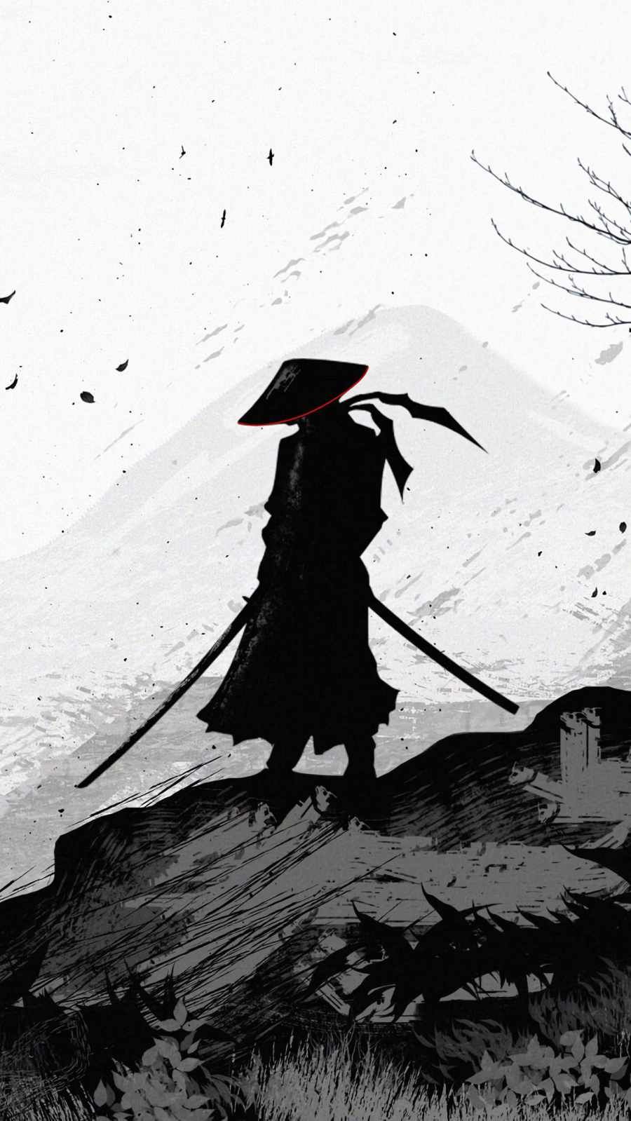 Samurai Warrior In Winter Illustration
 Wallpapers