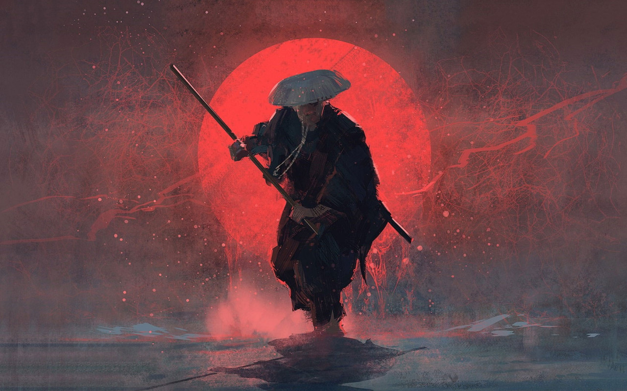 Samurai Warrior In Winter Illustration
 Wallpapers