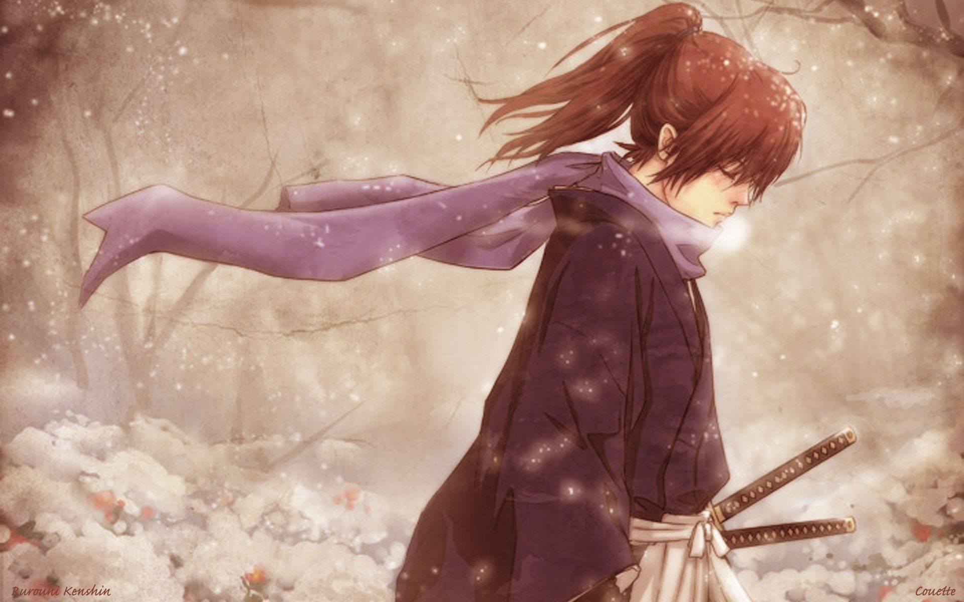 Samurai Warrior In Winter Illustration
 Wallpapers