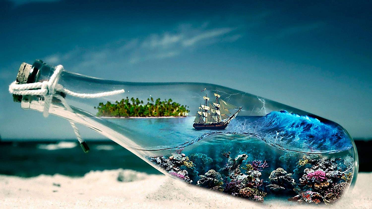 Ship And Town Underwater
 Wallpapers