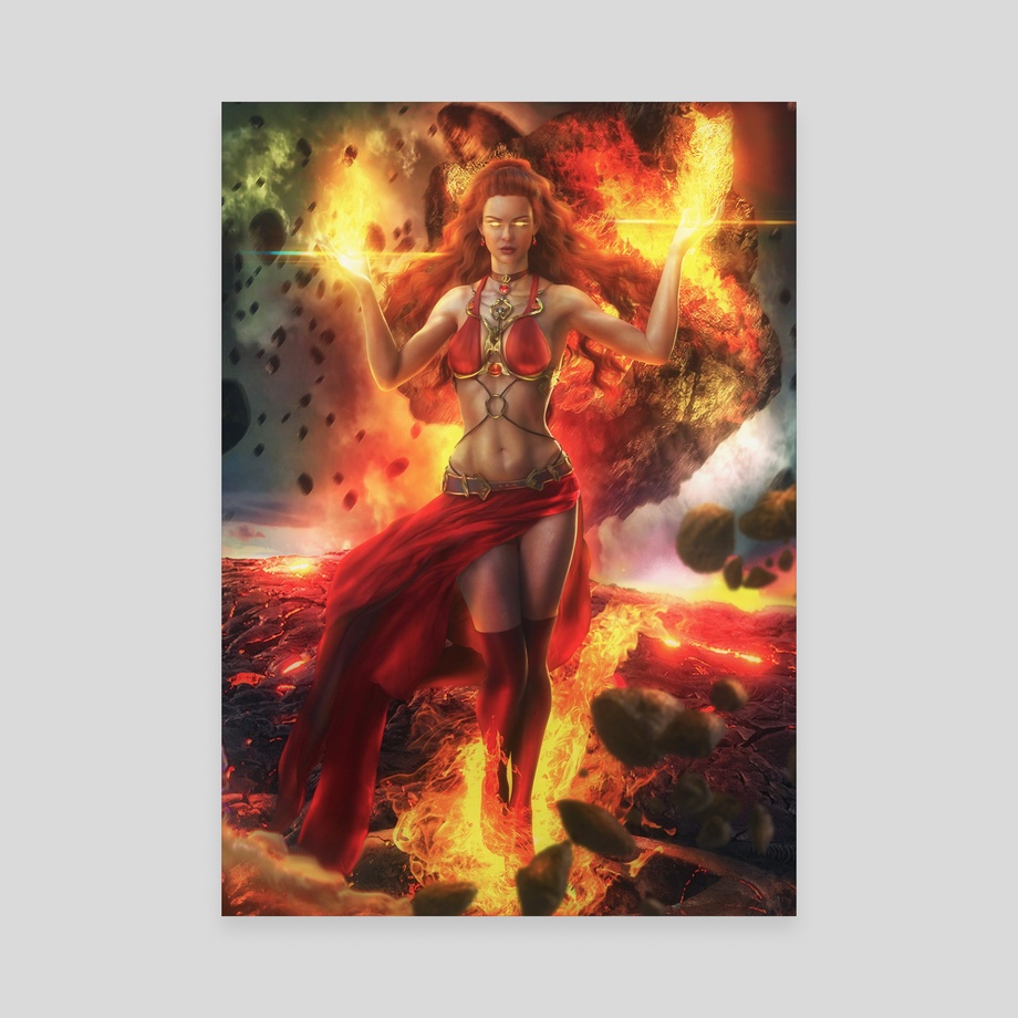 Sorceress On Flames
 Wallpapers