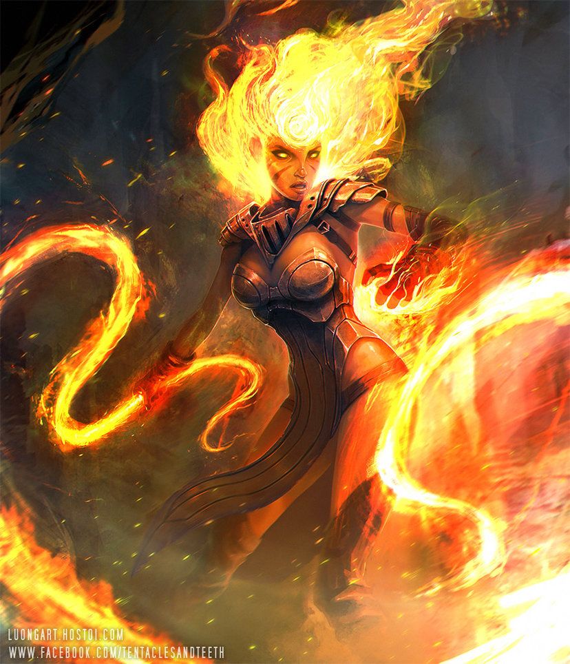 Sorceress On Flames
 Wallpapers