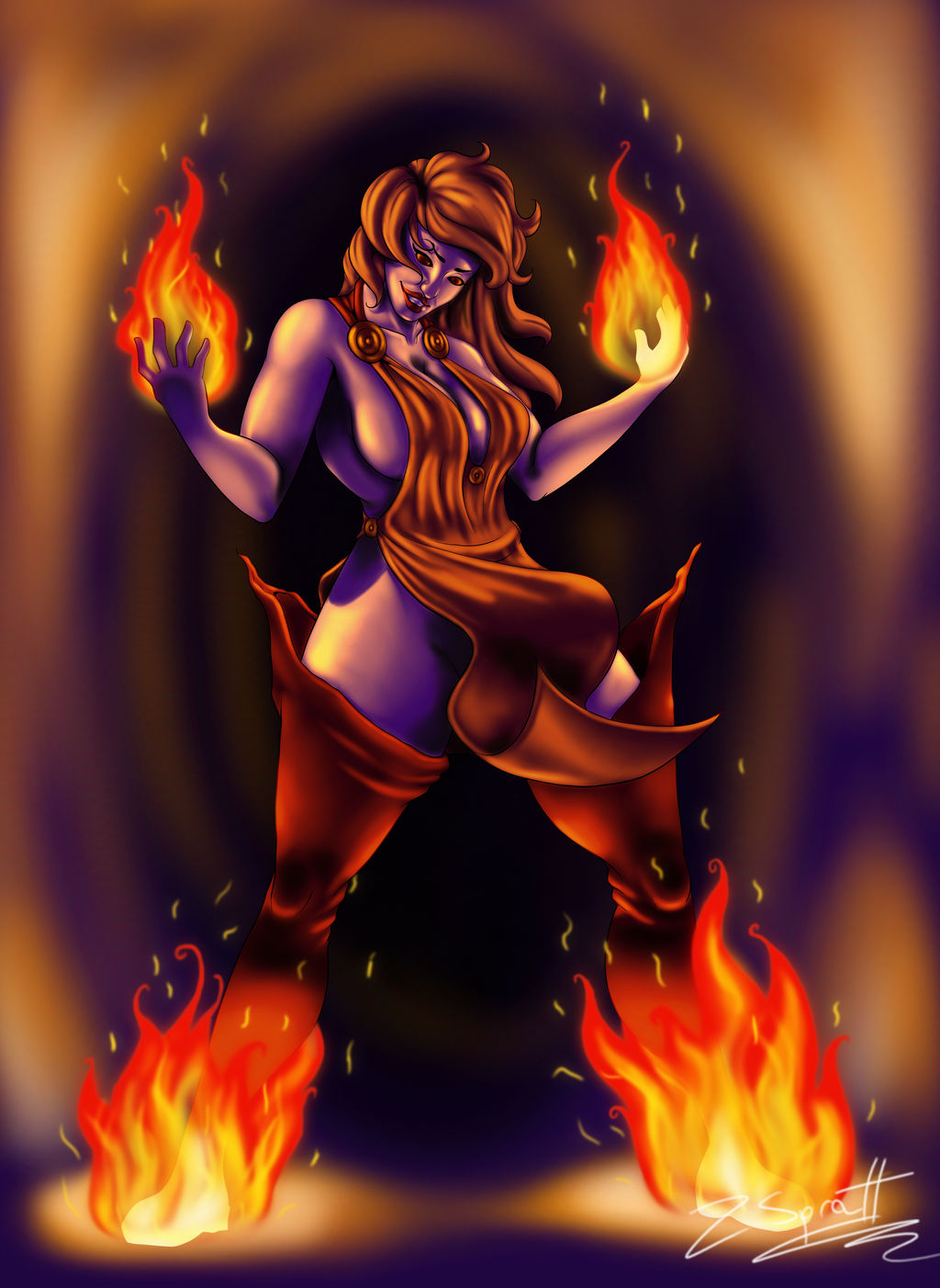 Sorceress On Flames
 Wallpapers