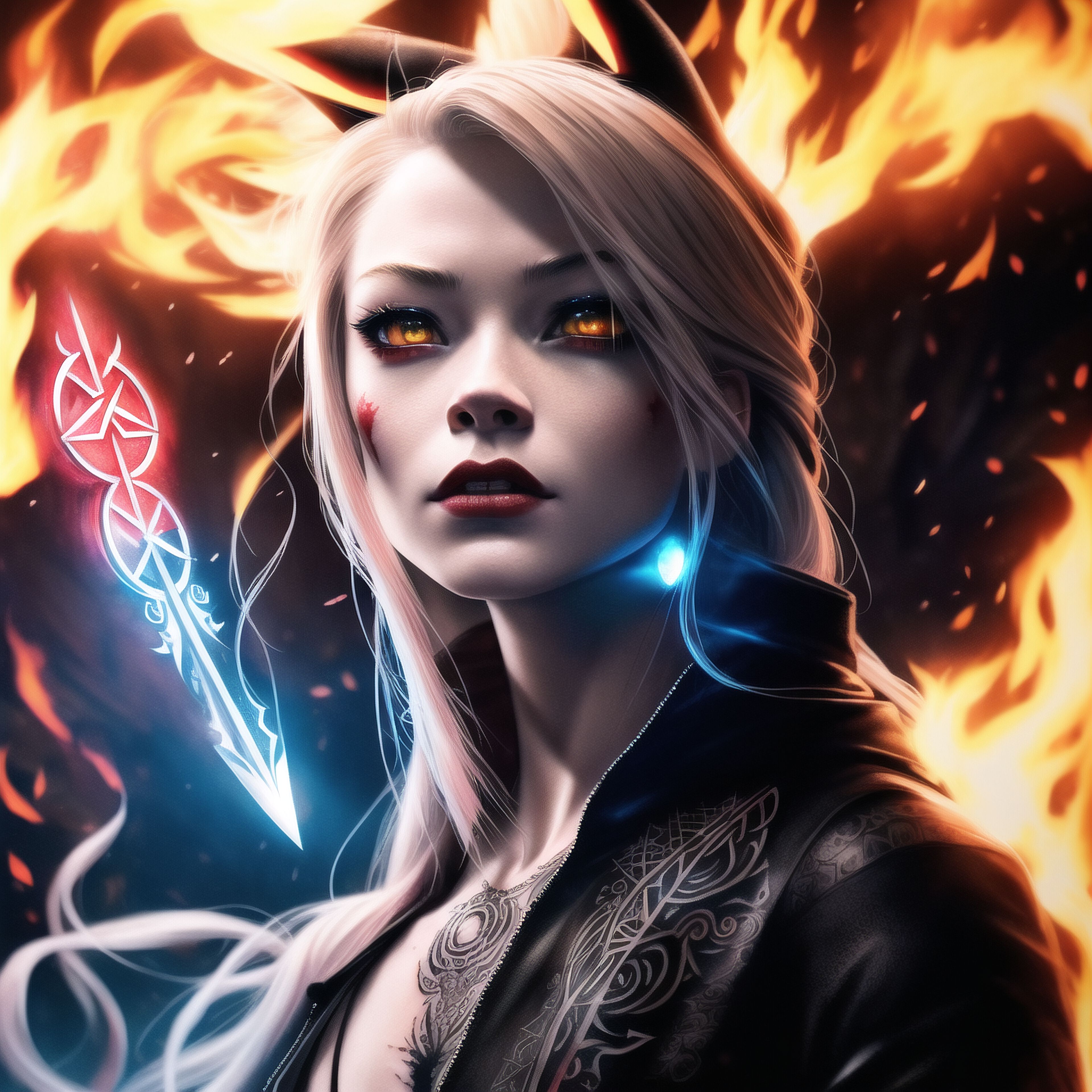 Sorceress On Flames
 Wallpapers