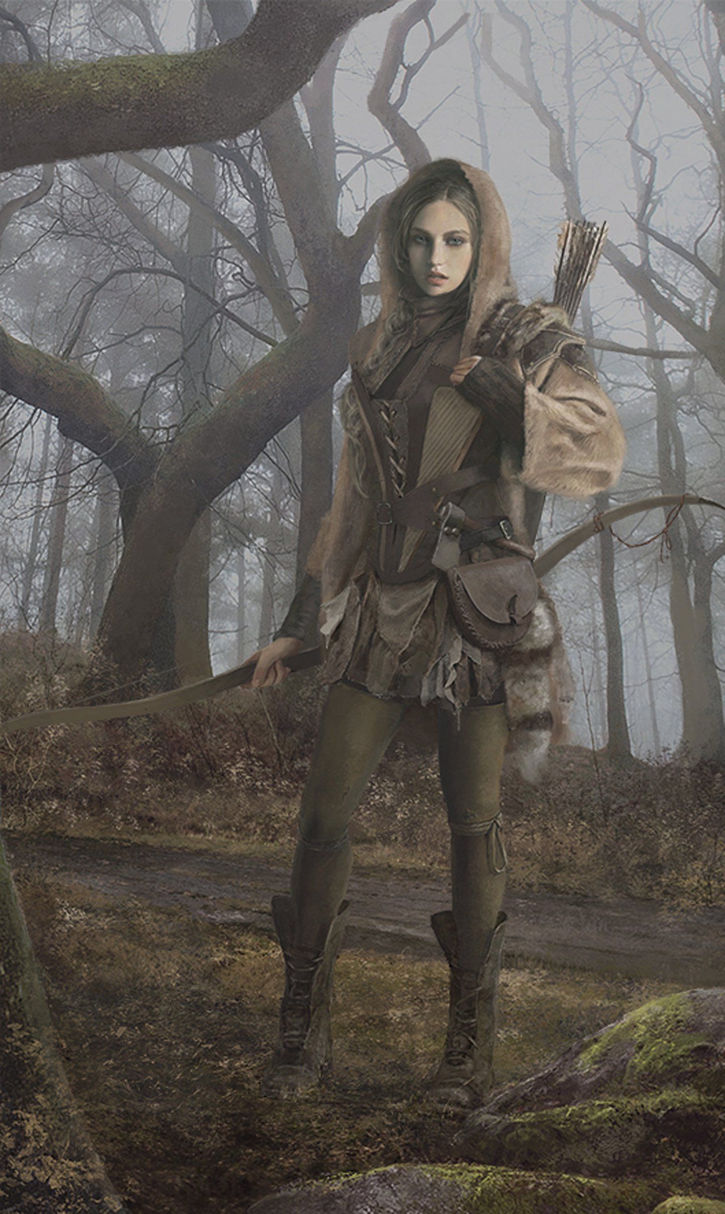 Warrior Girl In Forest
 Wallpapers