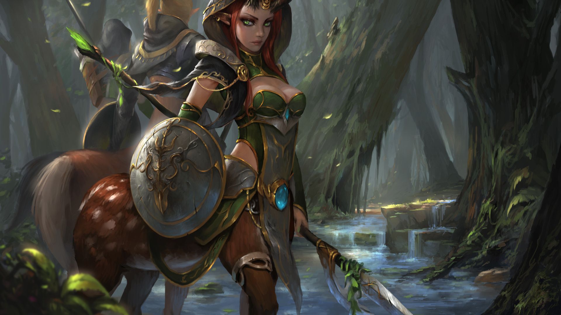 Warrior Girl In Forest
 Wallpapers