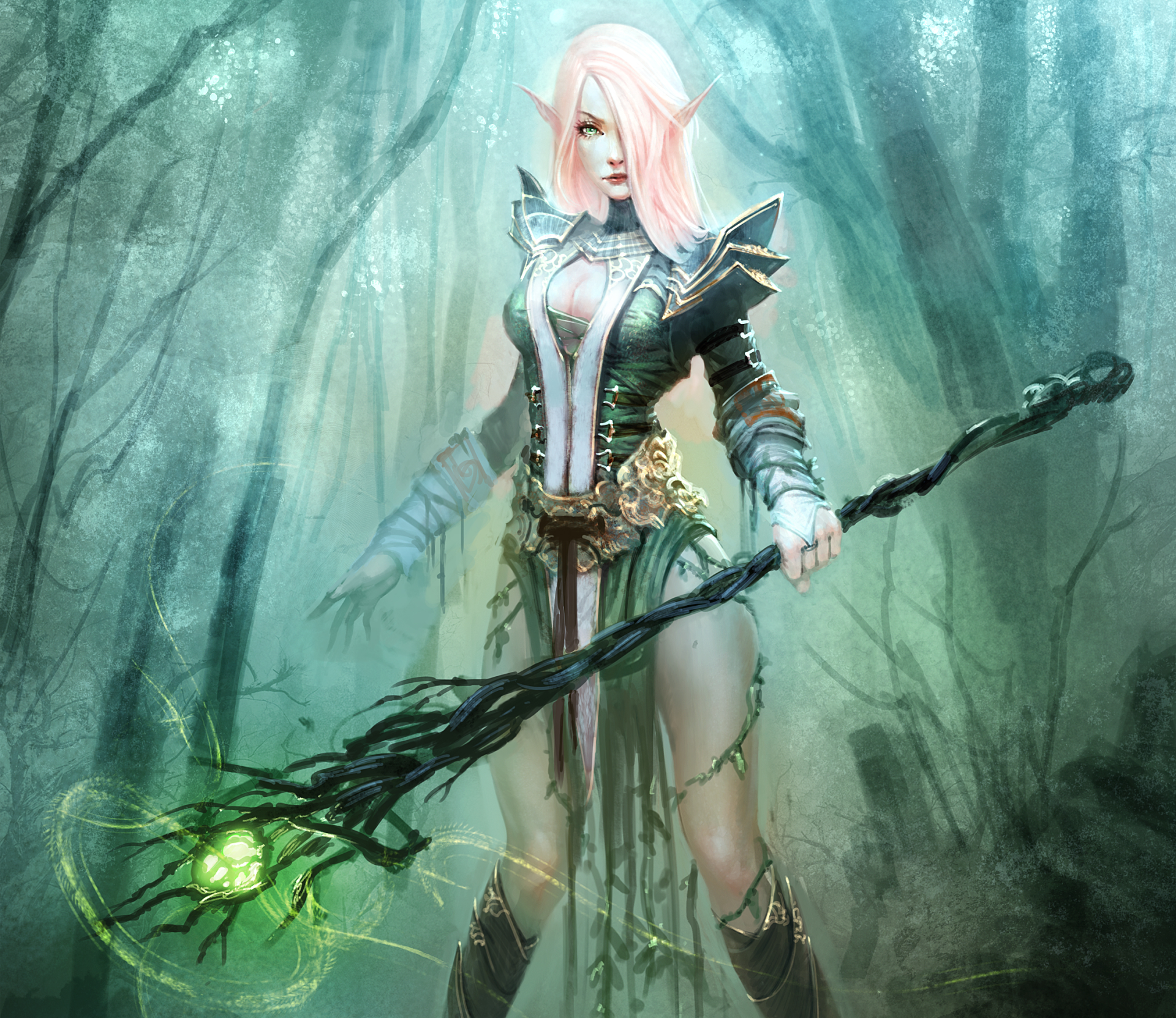 Warrior Girl In Forest
 Wallpapers