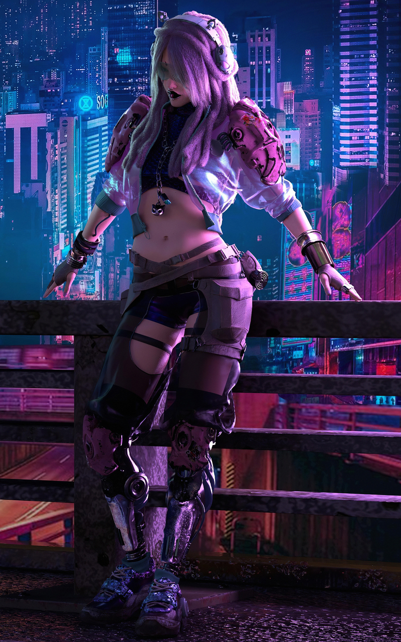 Woman In Cyberpunk City
 Wallpapers