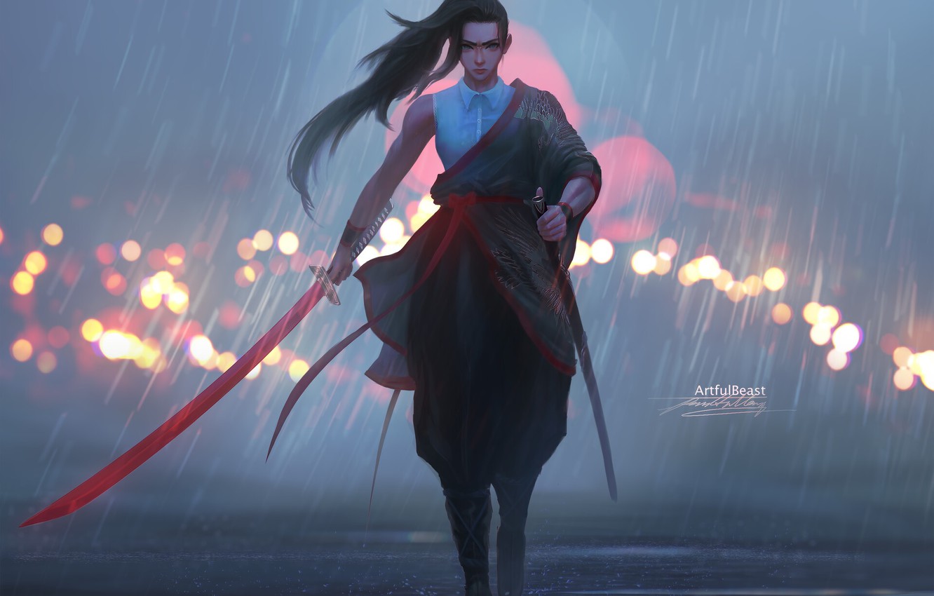 Woman Samurai Warrior With Sword
 Wallpapers