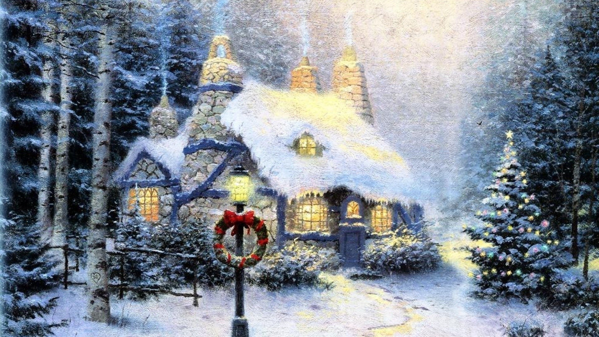 Christmas Thomas Kinkade Winter Wallpapers