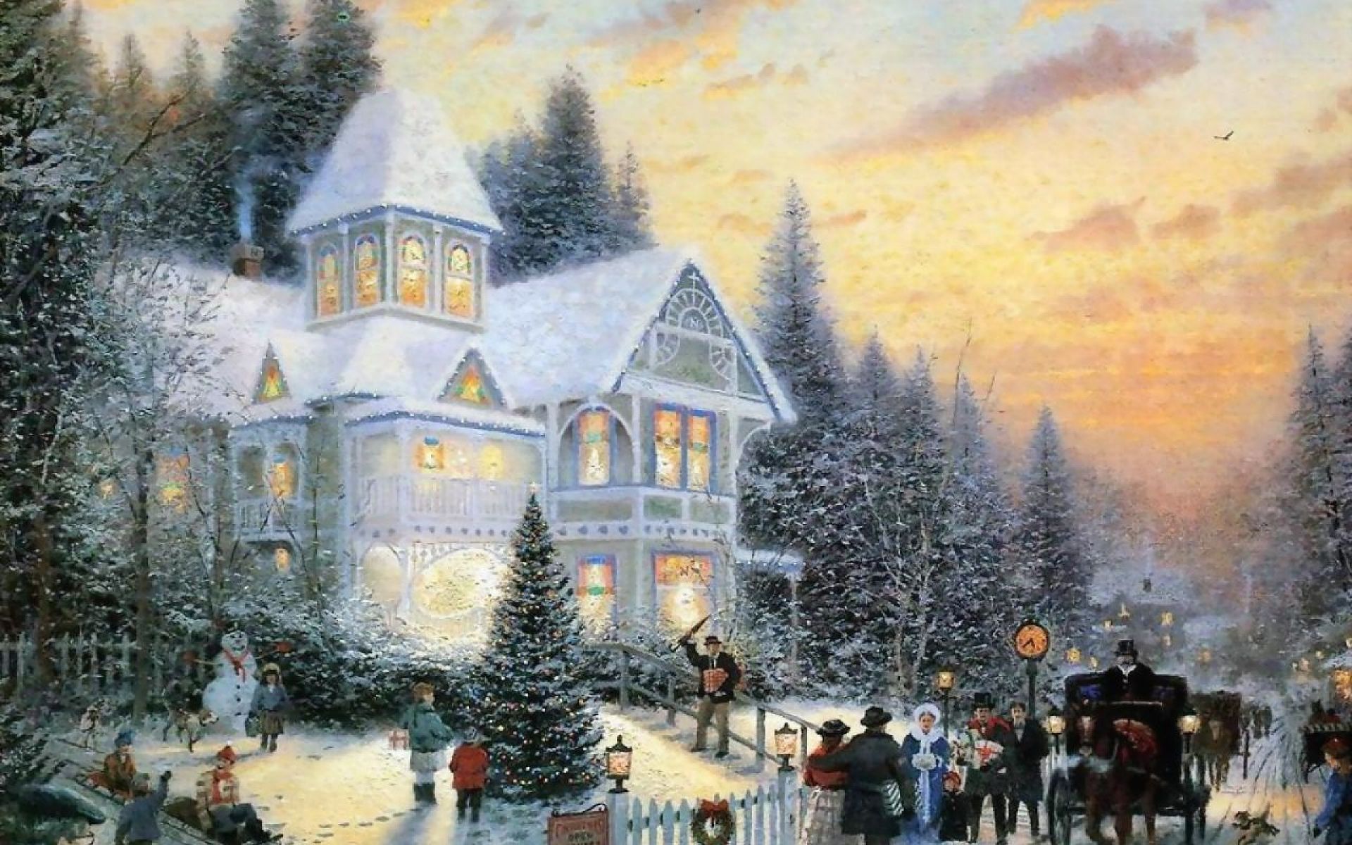 Christmas Thomas Kinkade Winter Wallpapers