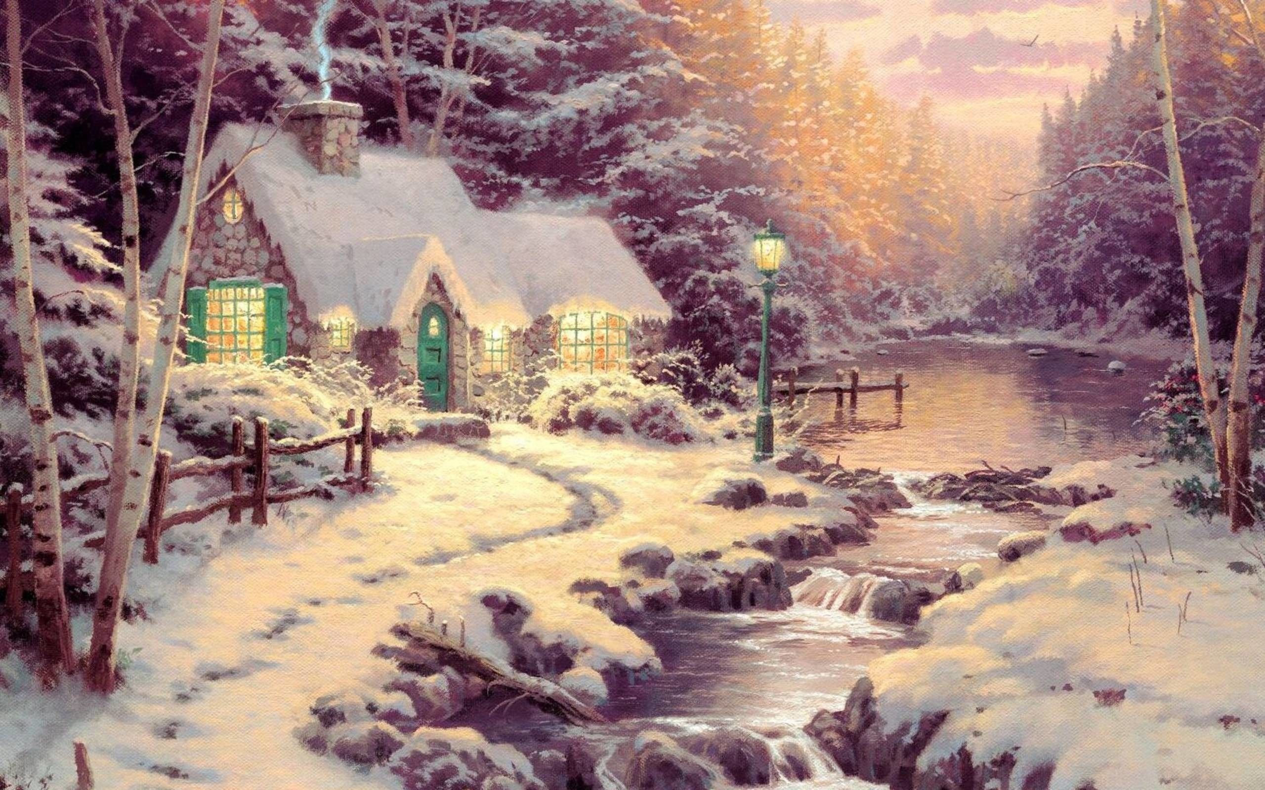 Christmas Thomas Kinkade Winter Wallpapers