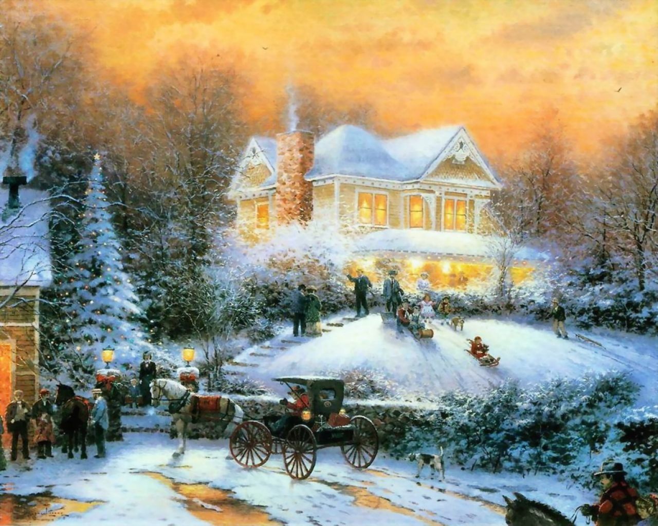 Christmas Thomas Kinkade Winter Wallpapers