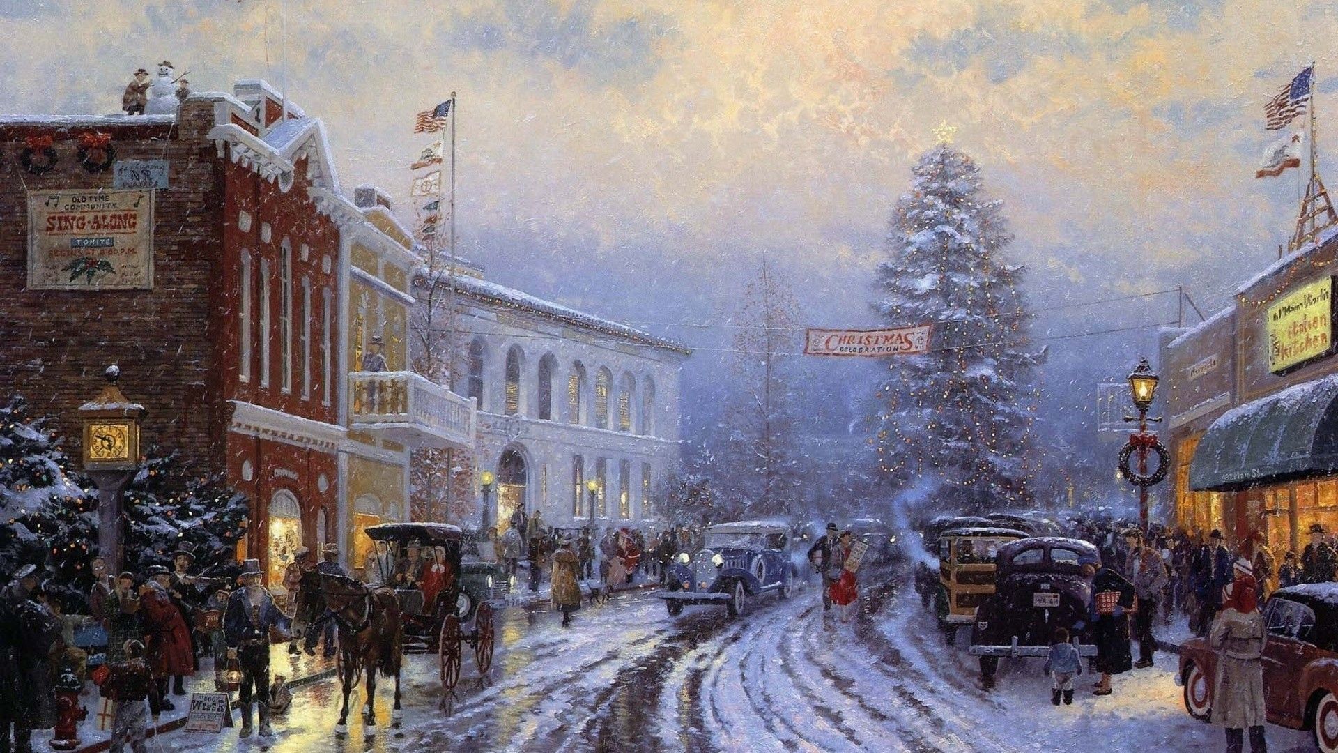 Christmas Thomas Kinkade Winter Wallpapers