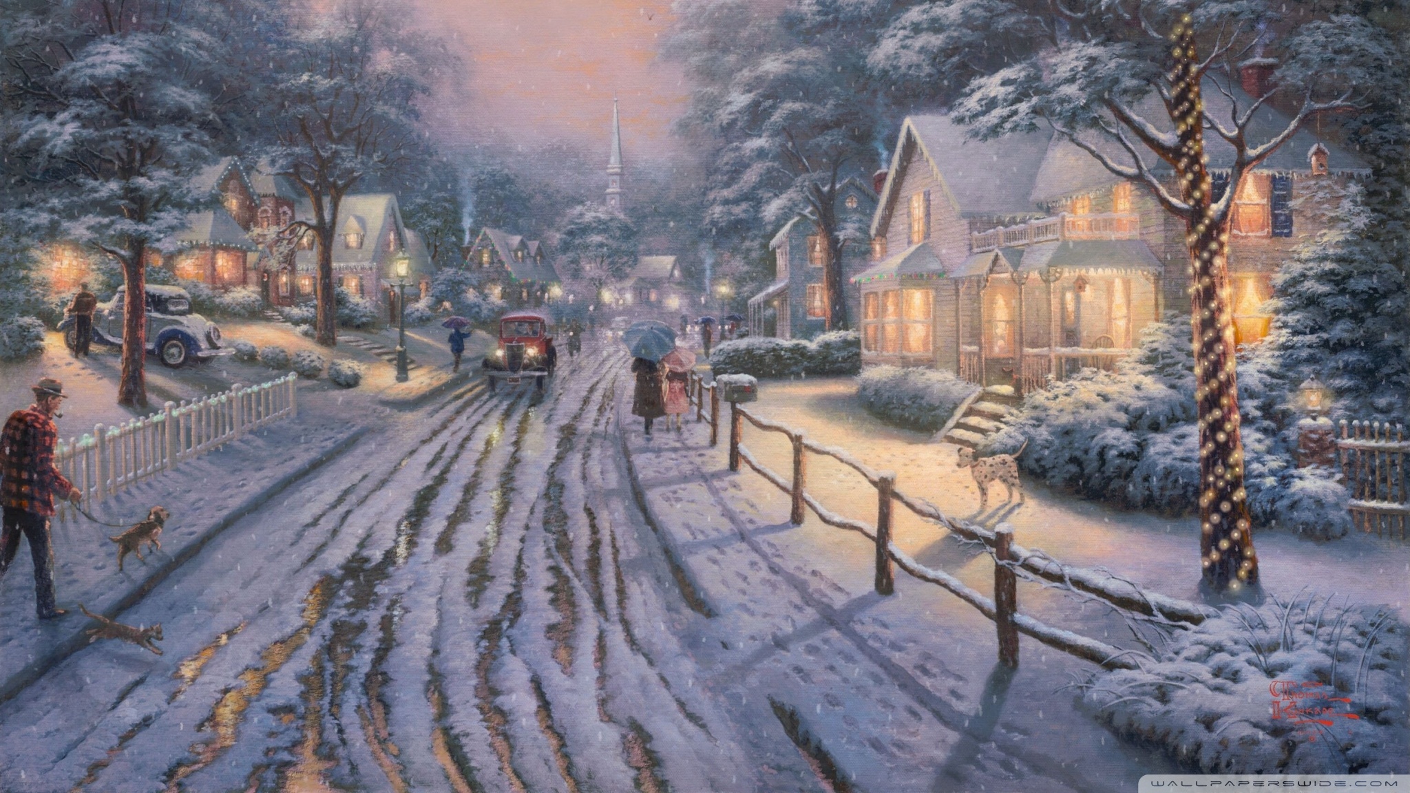 Christmas Thomas Kinkade Winter Wallpapers