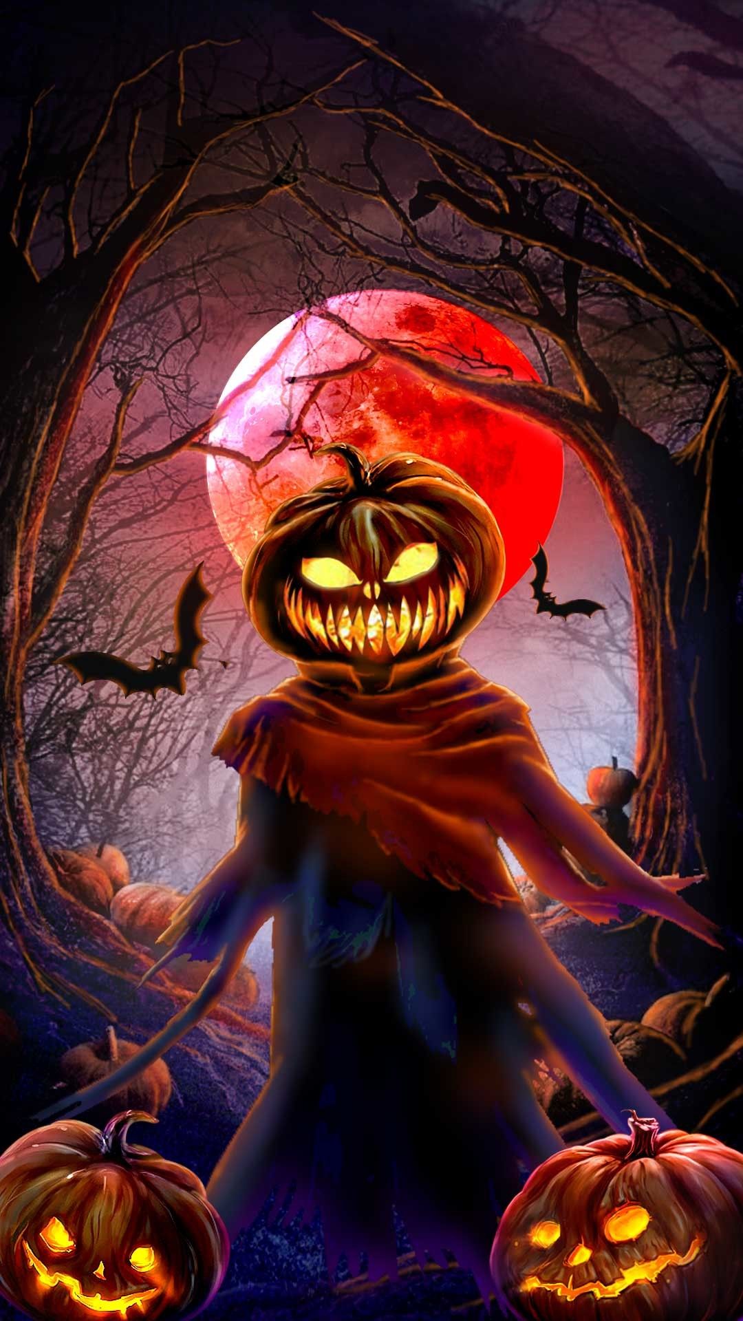 Halloween Jack-O'-Lantern With Mask Wallpapers