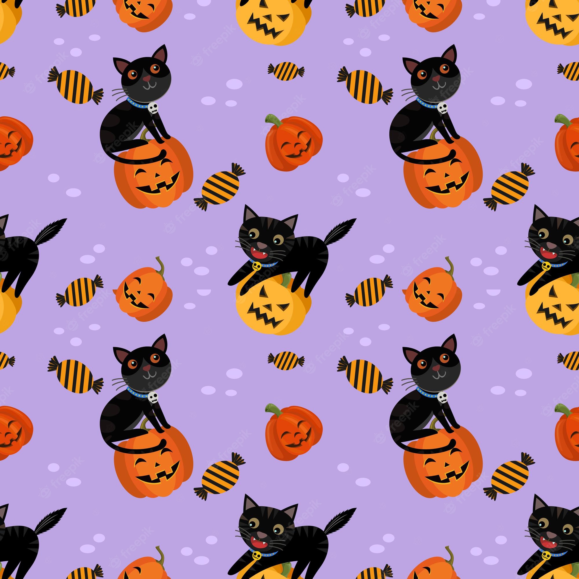 Cartoon Halloween Cat Desktop Wallpapers