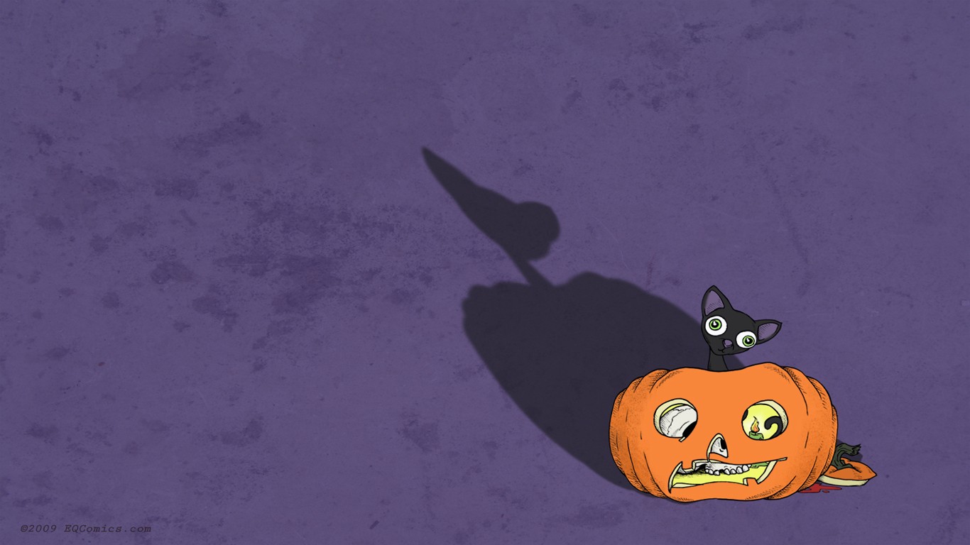 Cartoon Halloween Cat Desktop Wallpapers