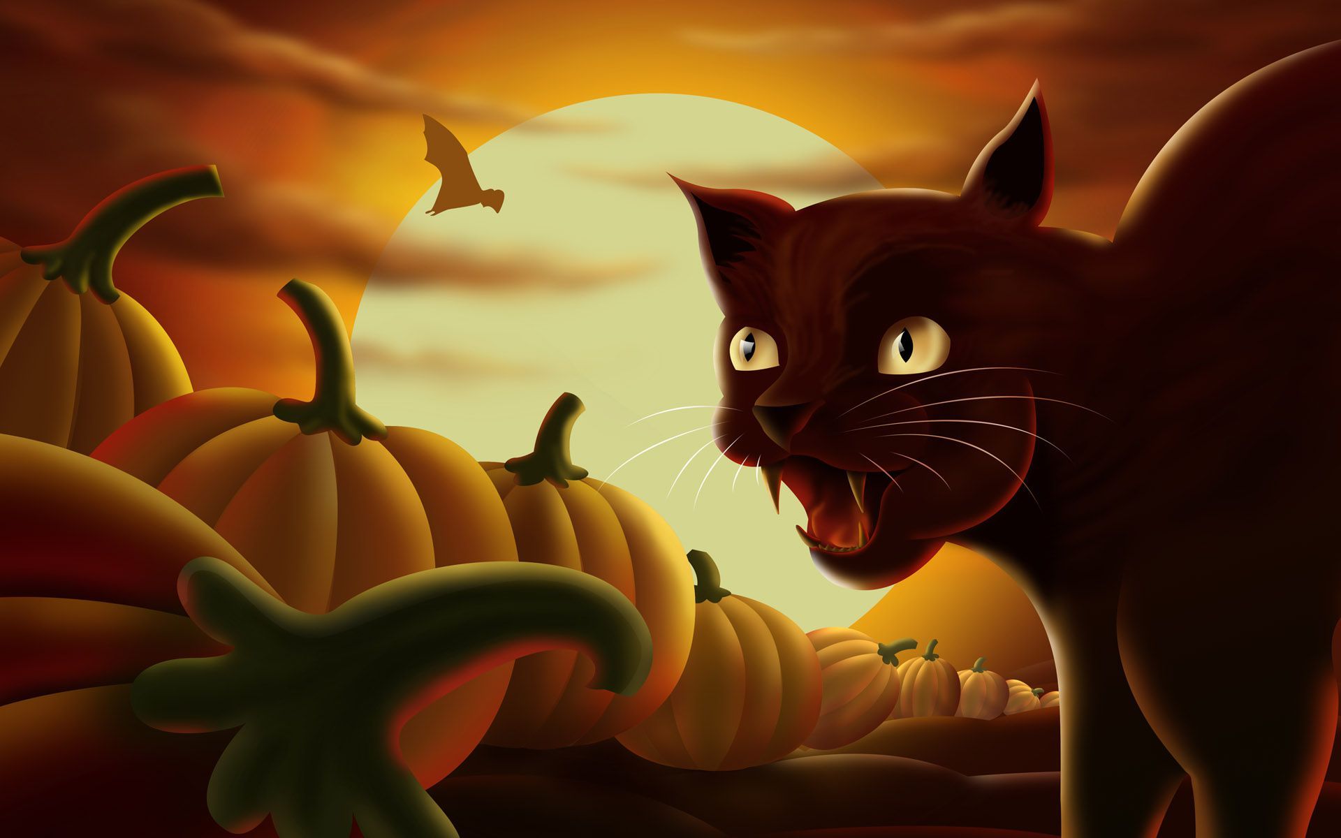 Cartoon Halloween Cat Desktop Wallpapers