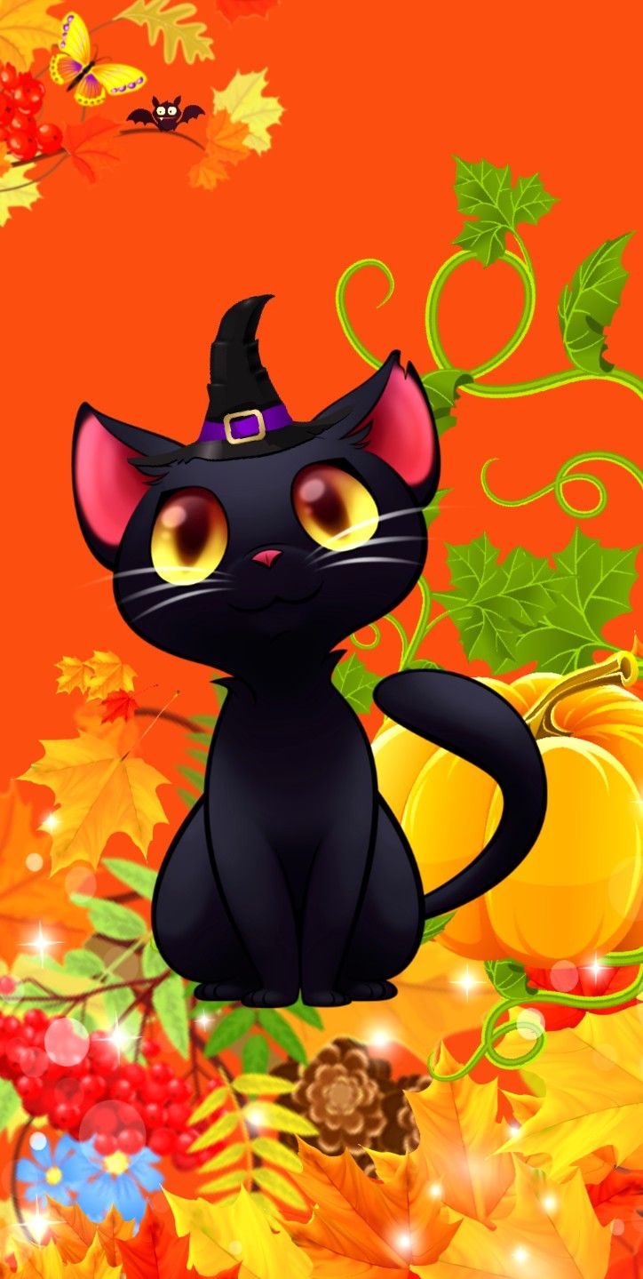 Cartoon Halloween Cat Desktop Wallpapers