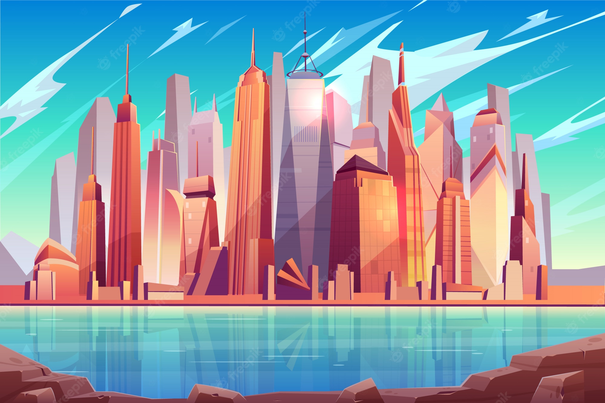 Cartoon Skyline Wallpapers