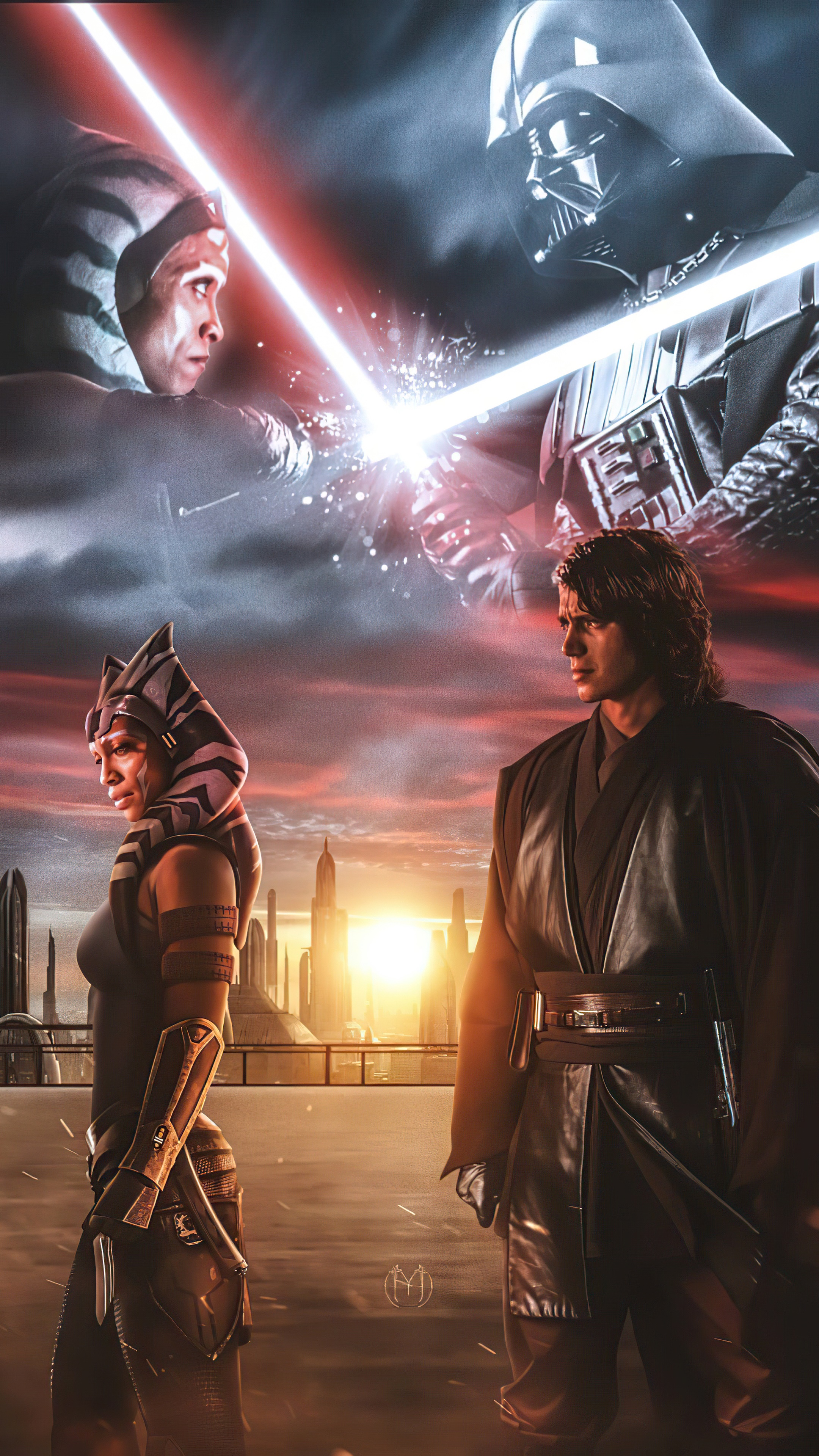 Darth Vader Vs Mandalorian Art Wallpapers