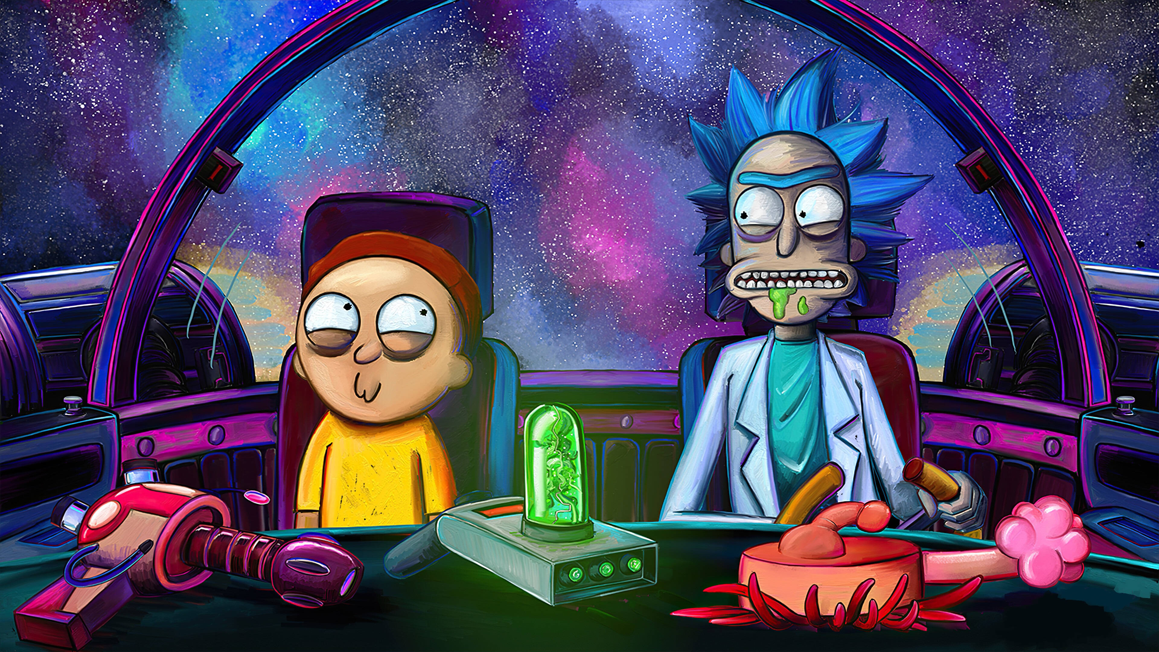 Rick And Morty Trippy Spaceship Wallpapers