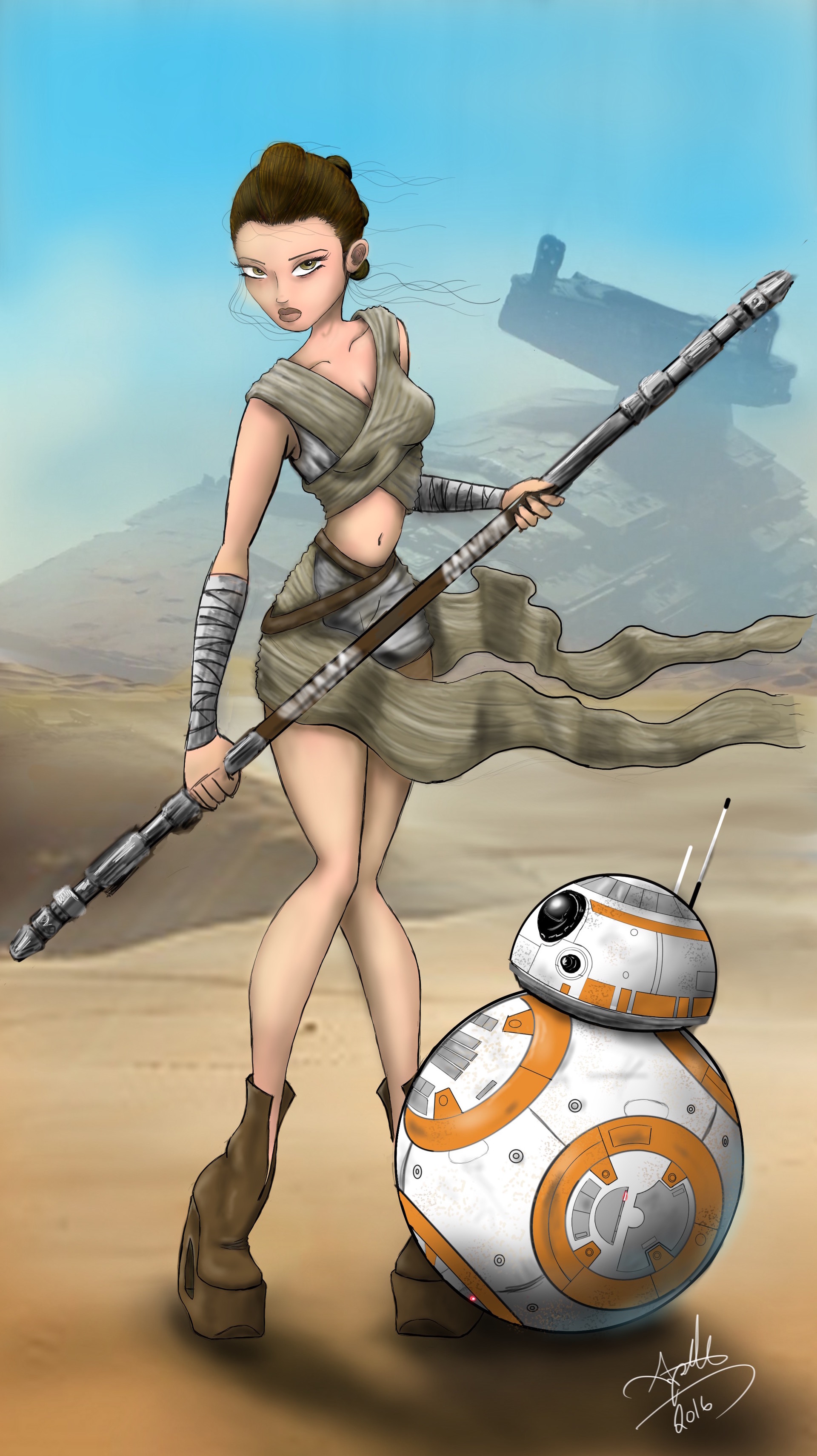 Bb8 And Rey Star Wars Artwork Wallpapers