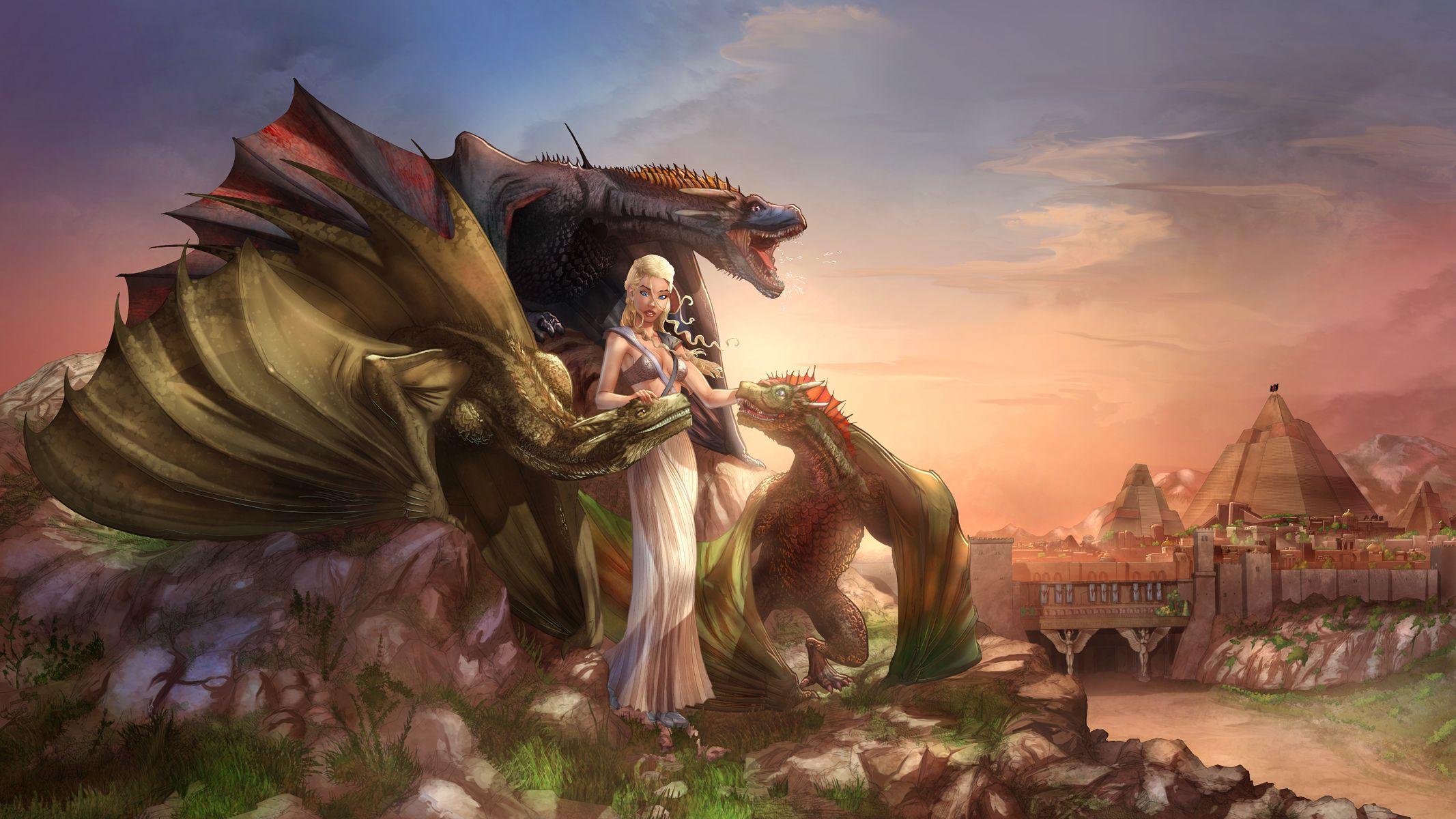 Daenerys Targaryen Game Of Thrones Flying Dragon Artwork Wallpapers