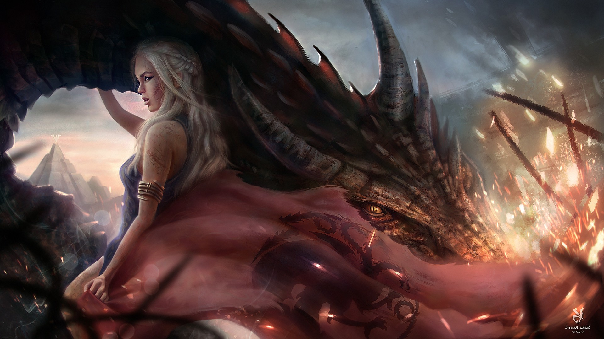 Daenerys Targaryen With Dragon Artwork Wallpapers