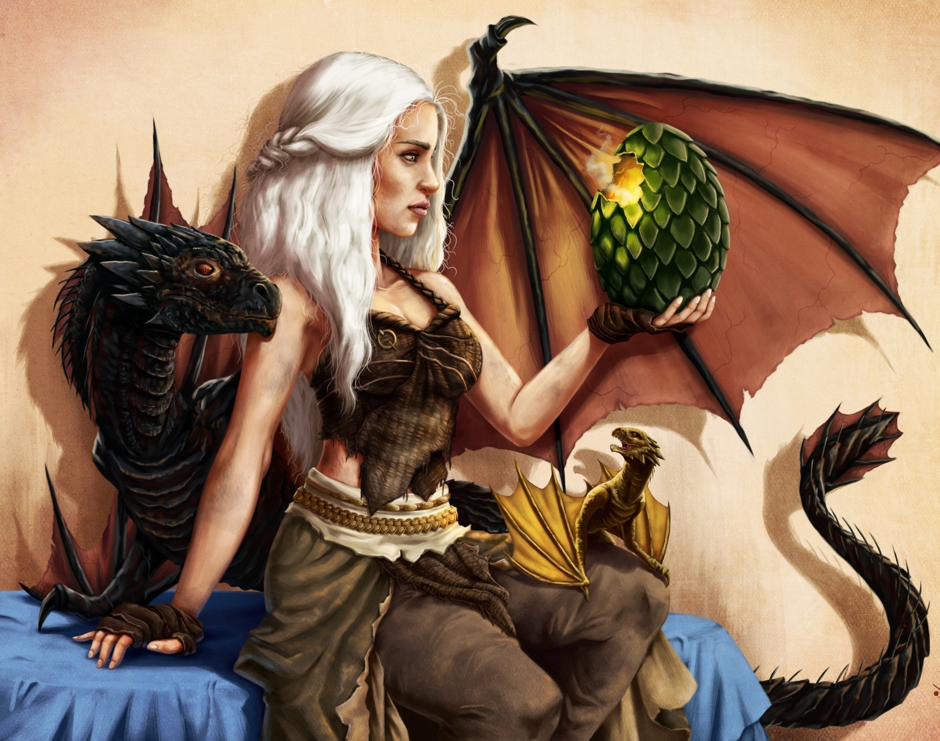 Daenerys Targaryen With Dragon Artwork Wallpapers