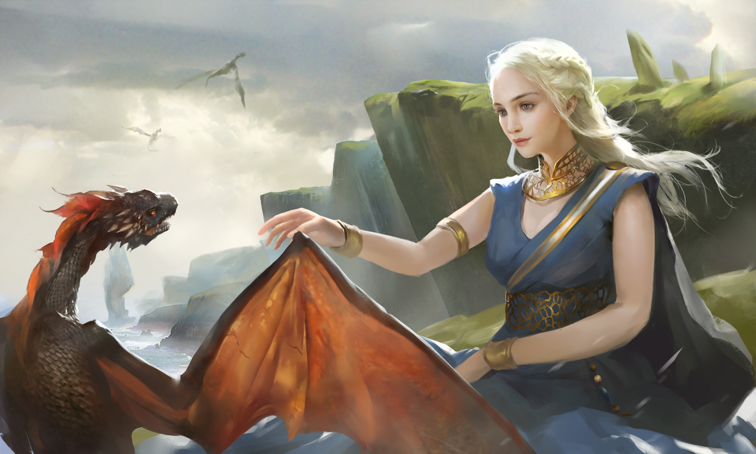 Daenerys Targaryen With Dragon Artwork Wallpapers